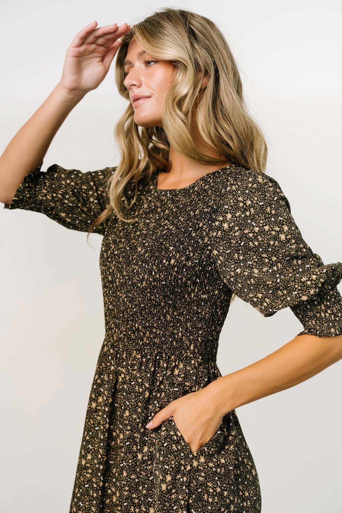 Pele Tiered Midi Dress | Black Floral