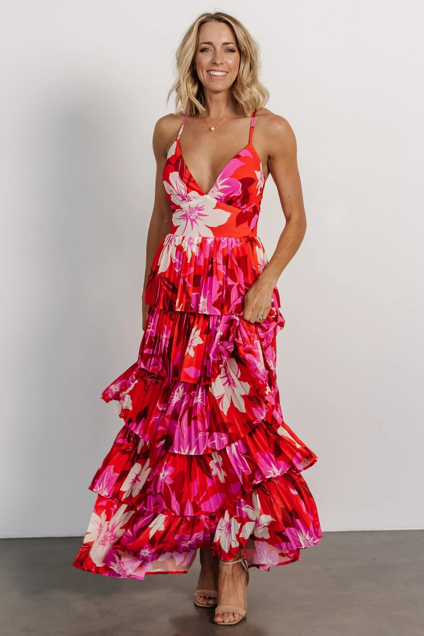 Capriana Tiered Maxi Dress | Red Multi