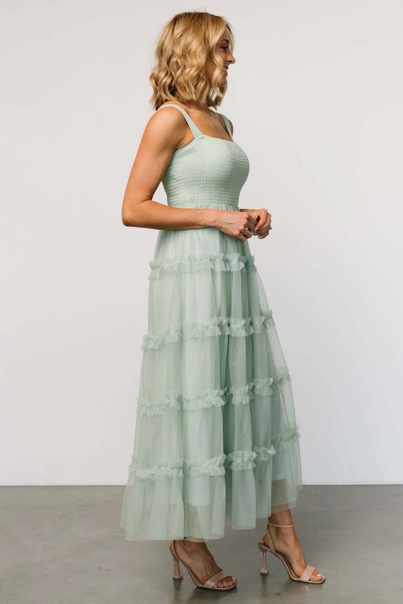Constance Tulle Maxi Dress | Light Sage