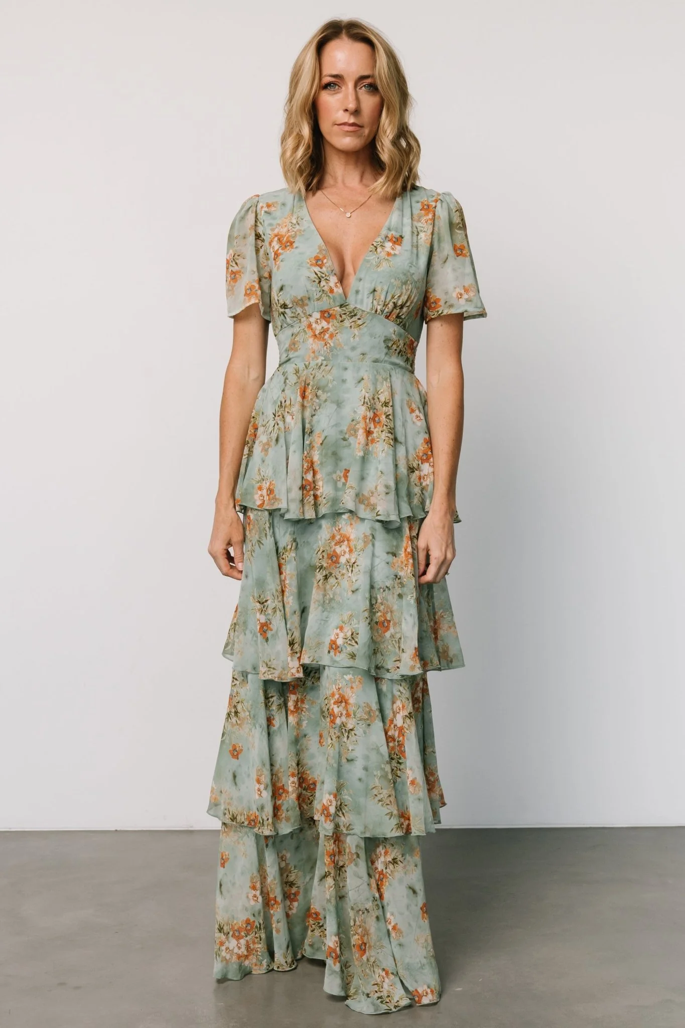 Montaigne Ruffle Maxi Dress | Blue Sage Floral