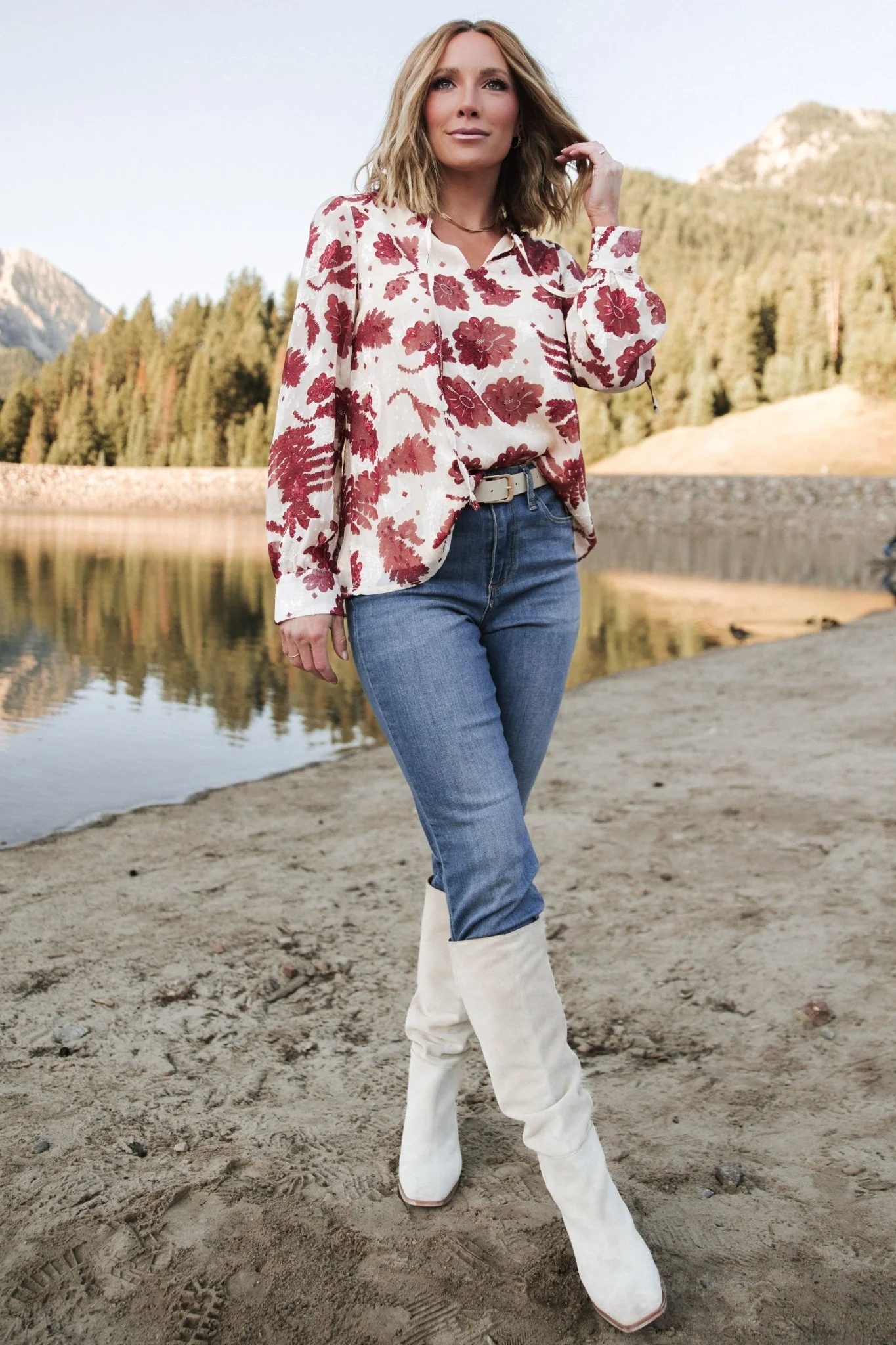 Charlotte Tie Blouse | Cream + Rust