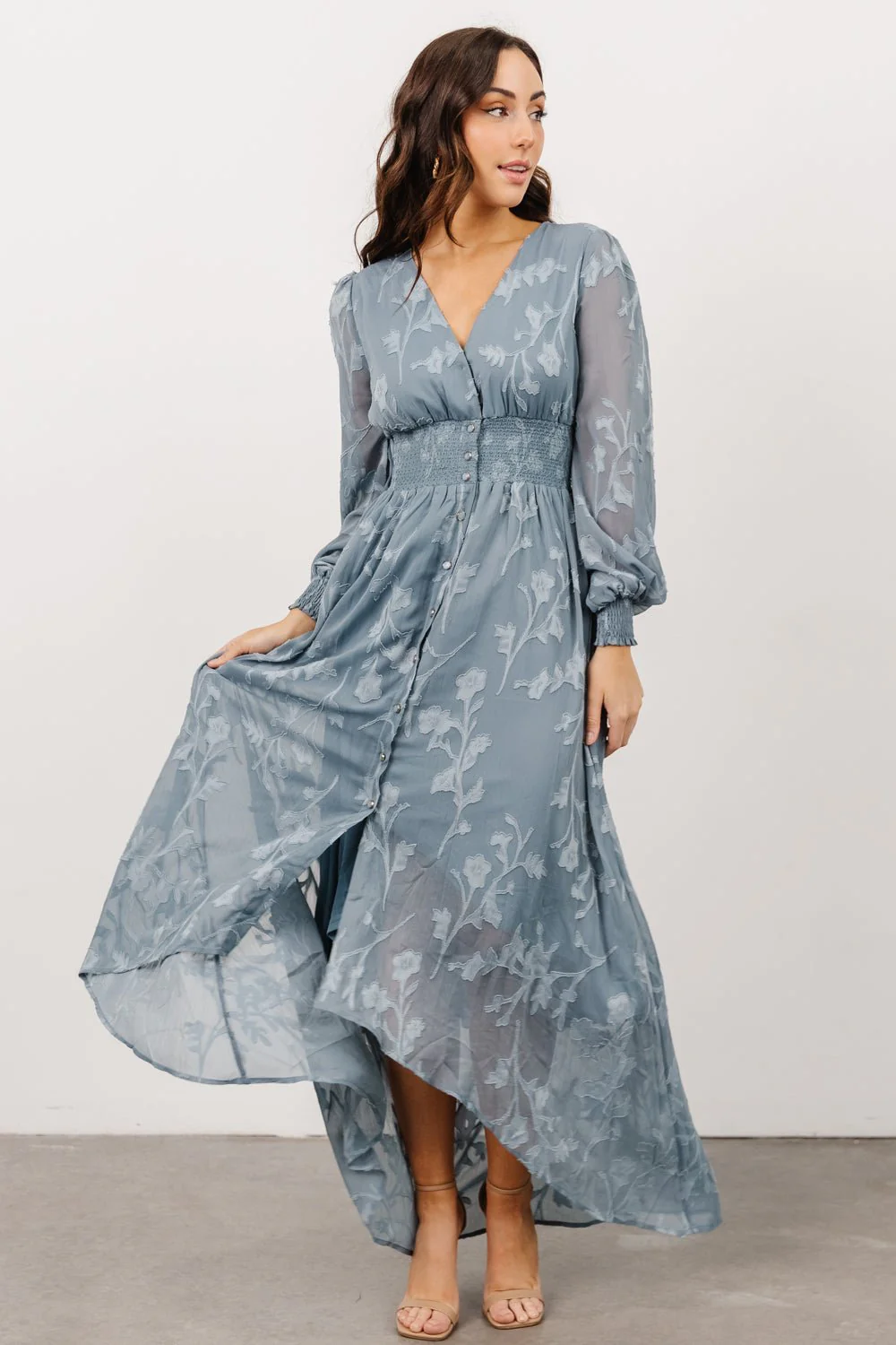 Mayfair High Low Maxi Dress | Dusty Blue