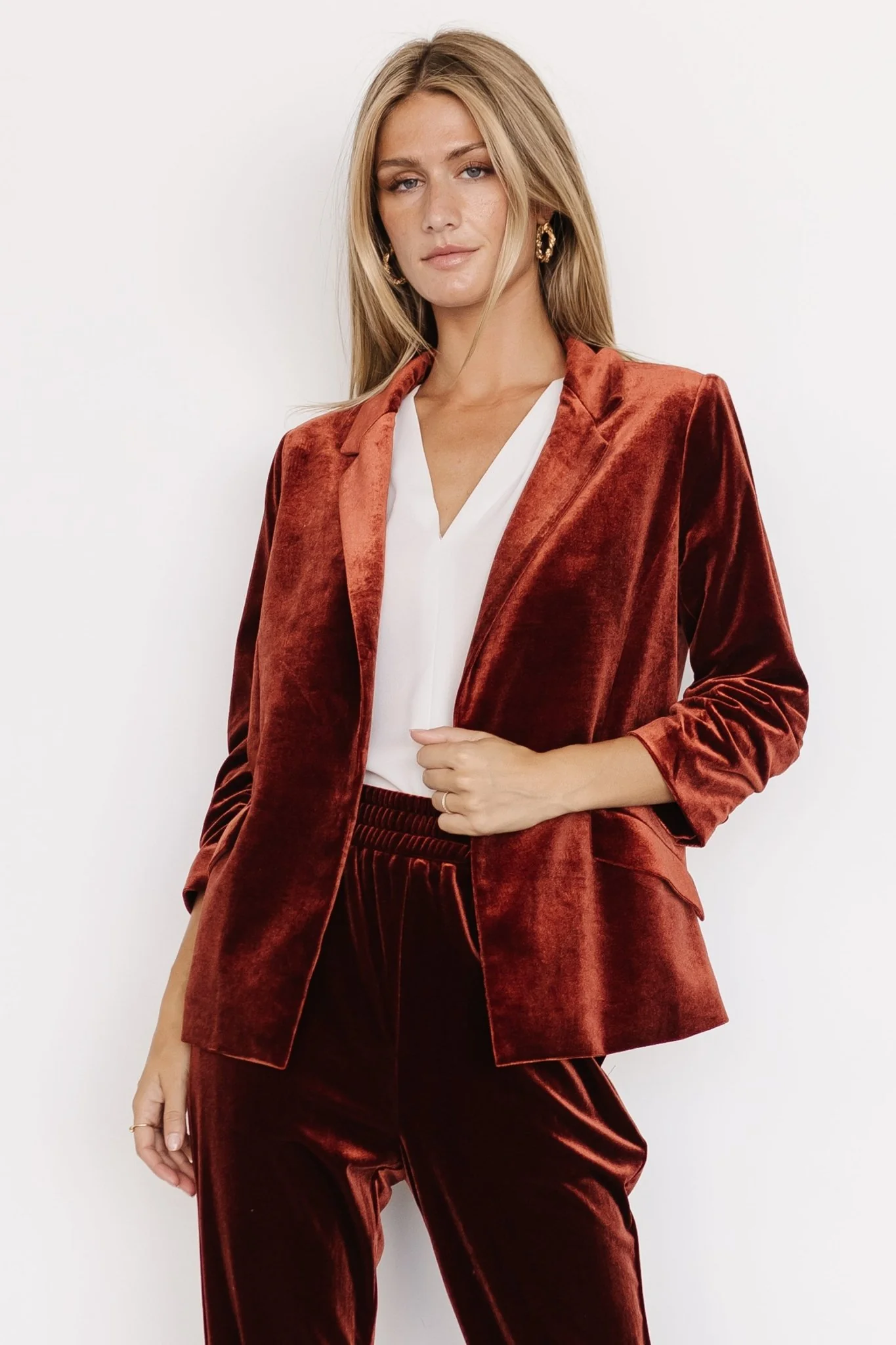 Brinton Velvet Blazer | Cinnamon