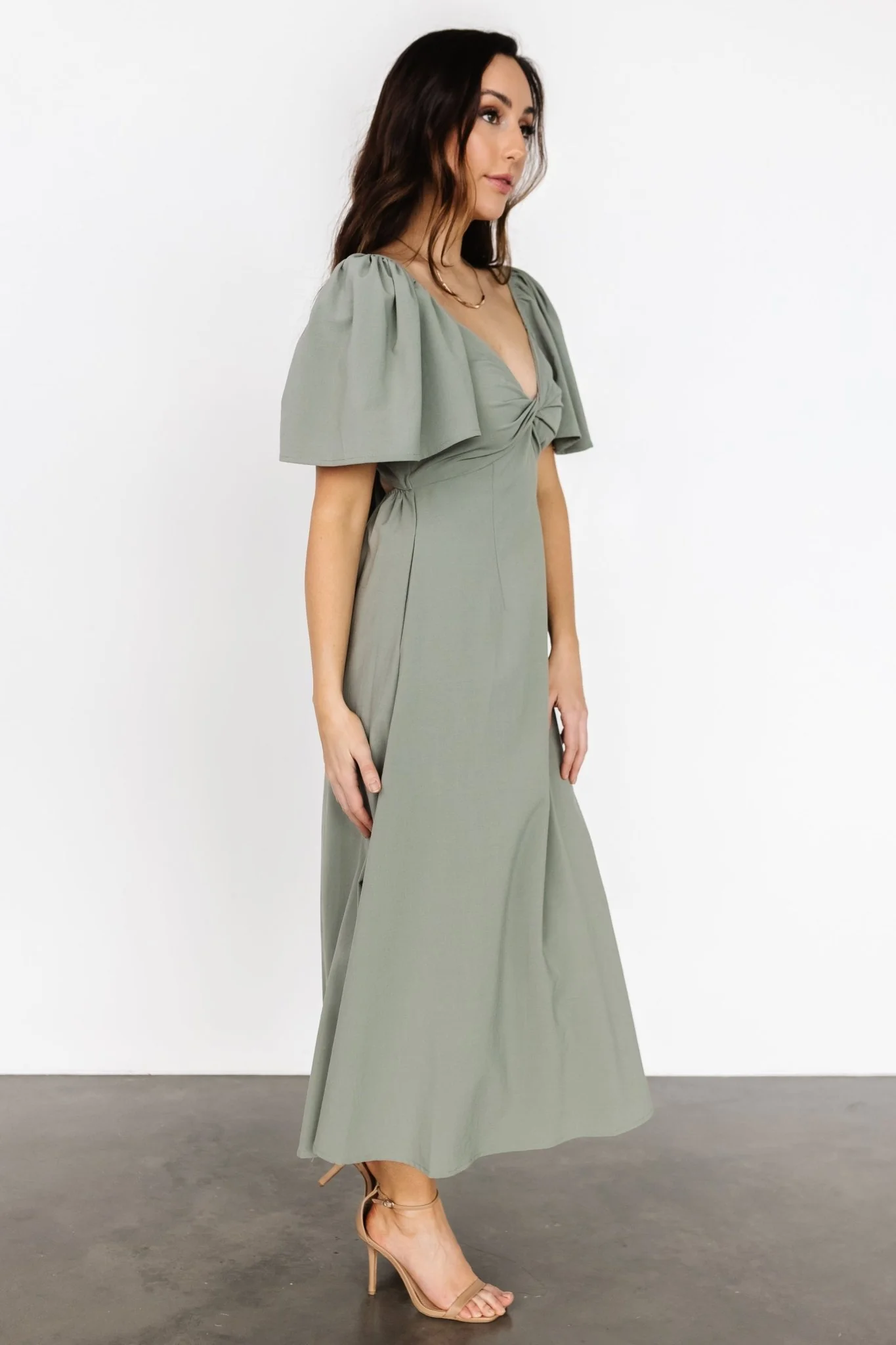 Indie Back Tie Dress | Dusty Green
