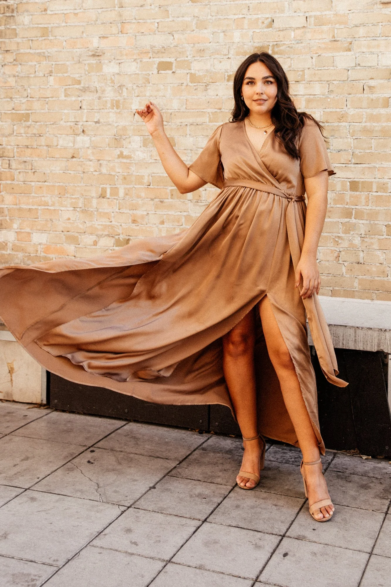 Sicily Satin Maxi Dress | Mocha
