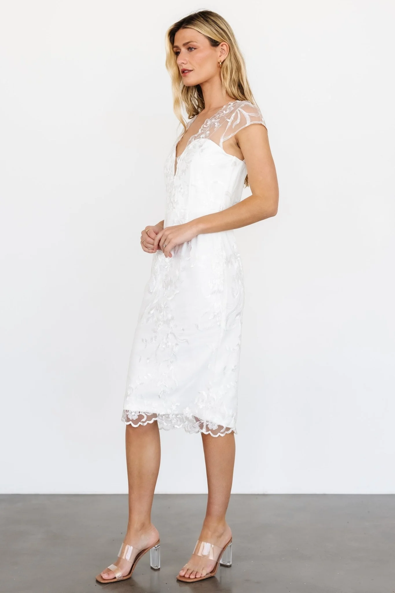 Delphine Applique Midi Dress | Off White