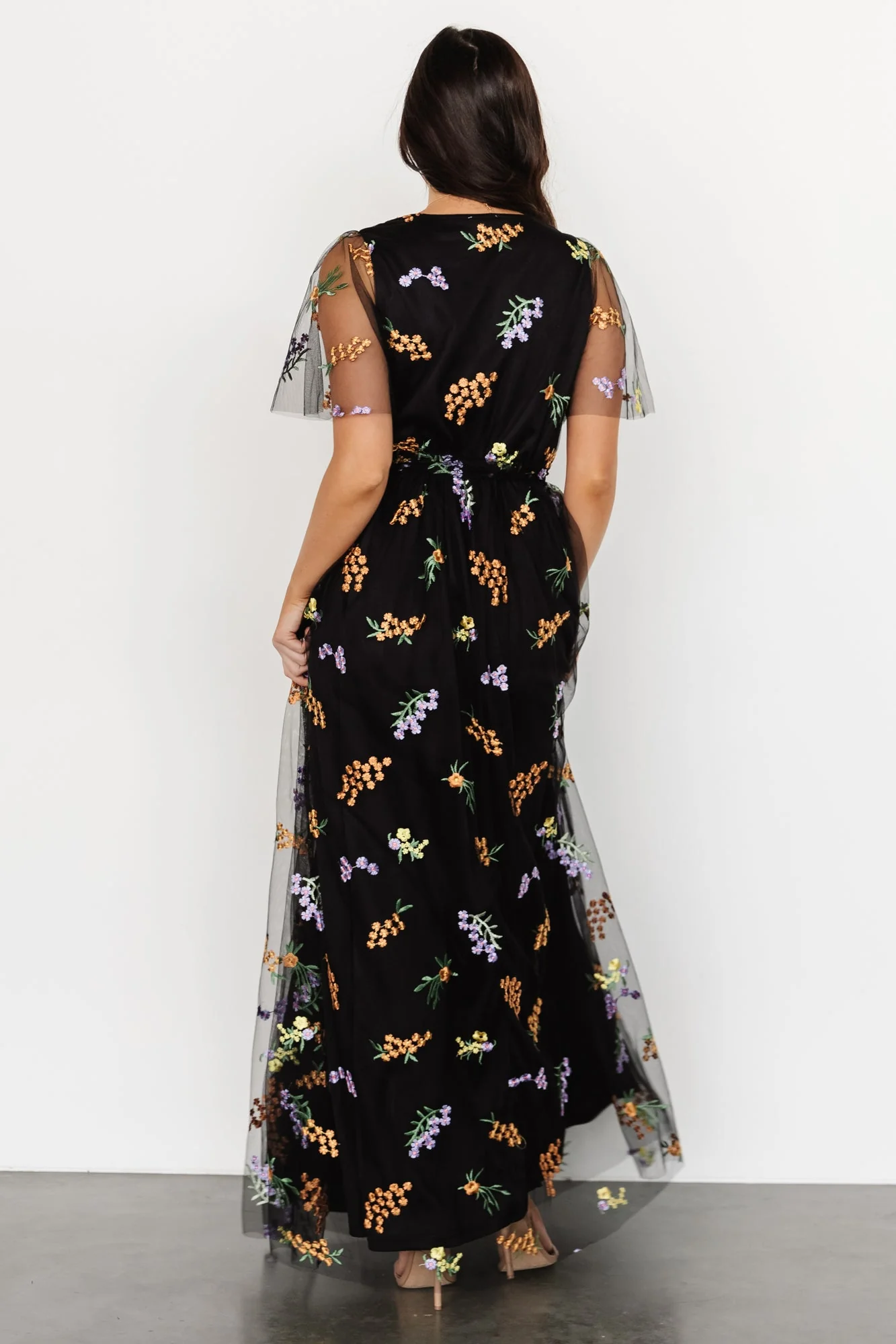 Marseille Embossed Maxi Dress | Midnight Meadow