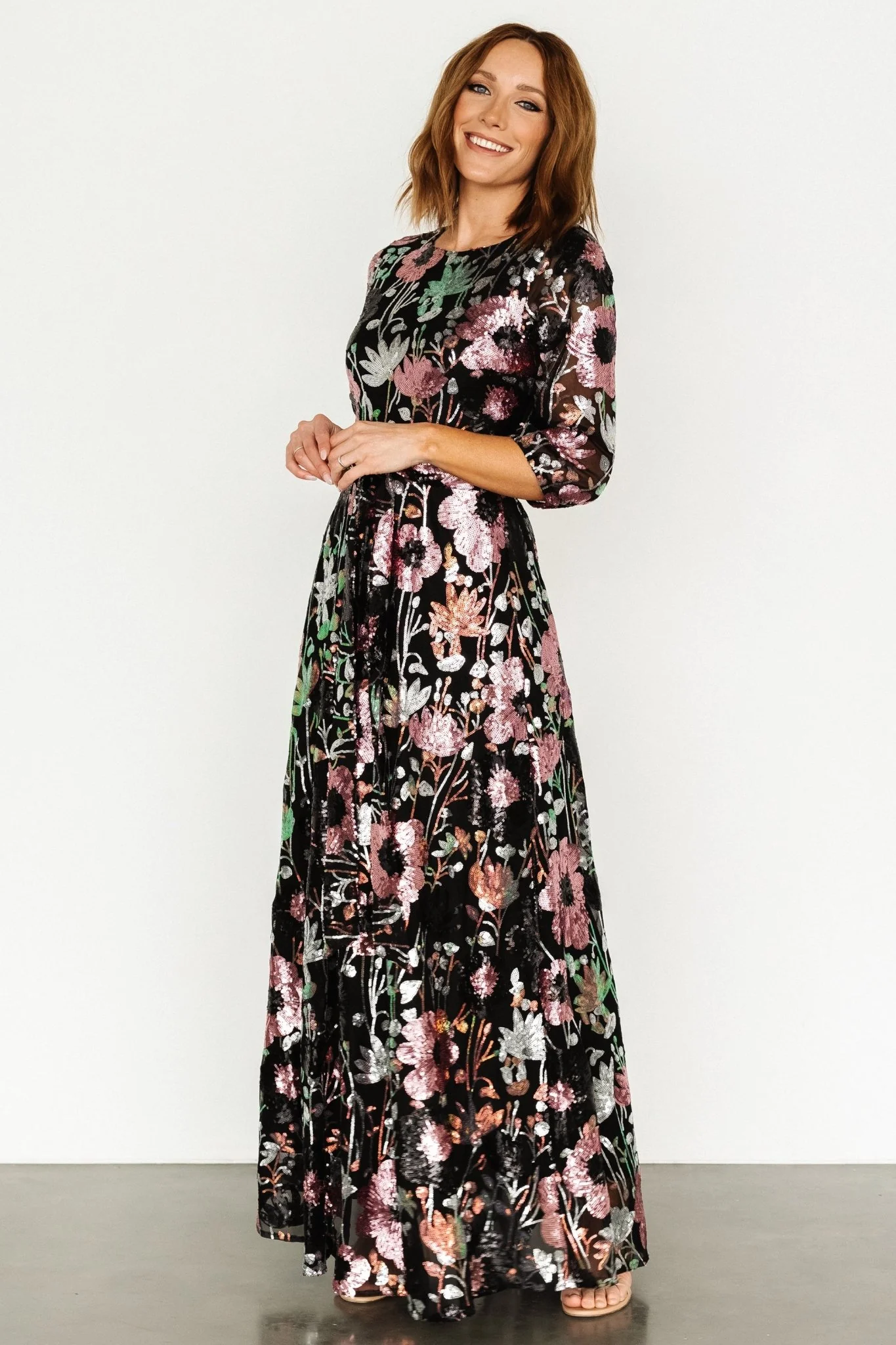 Destiny Sequin Maxi Dress | Black Multi