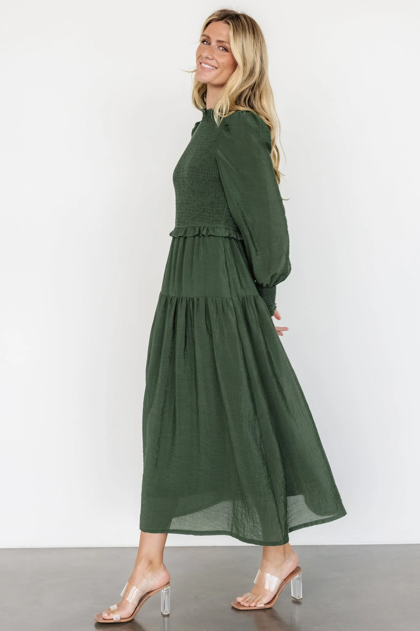 Daria Smocked Maxi Dress | Juniper Green
