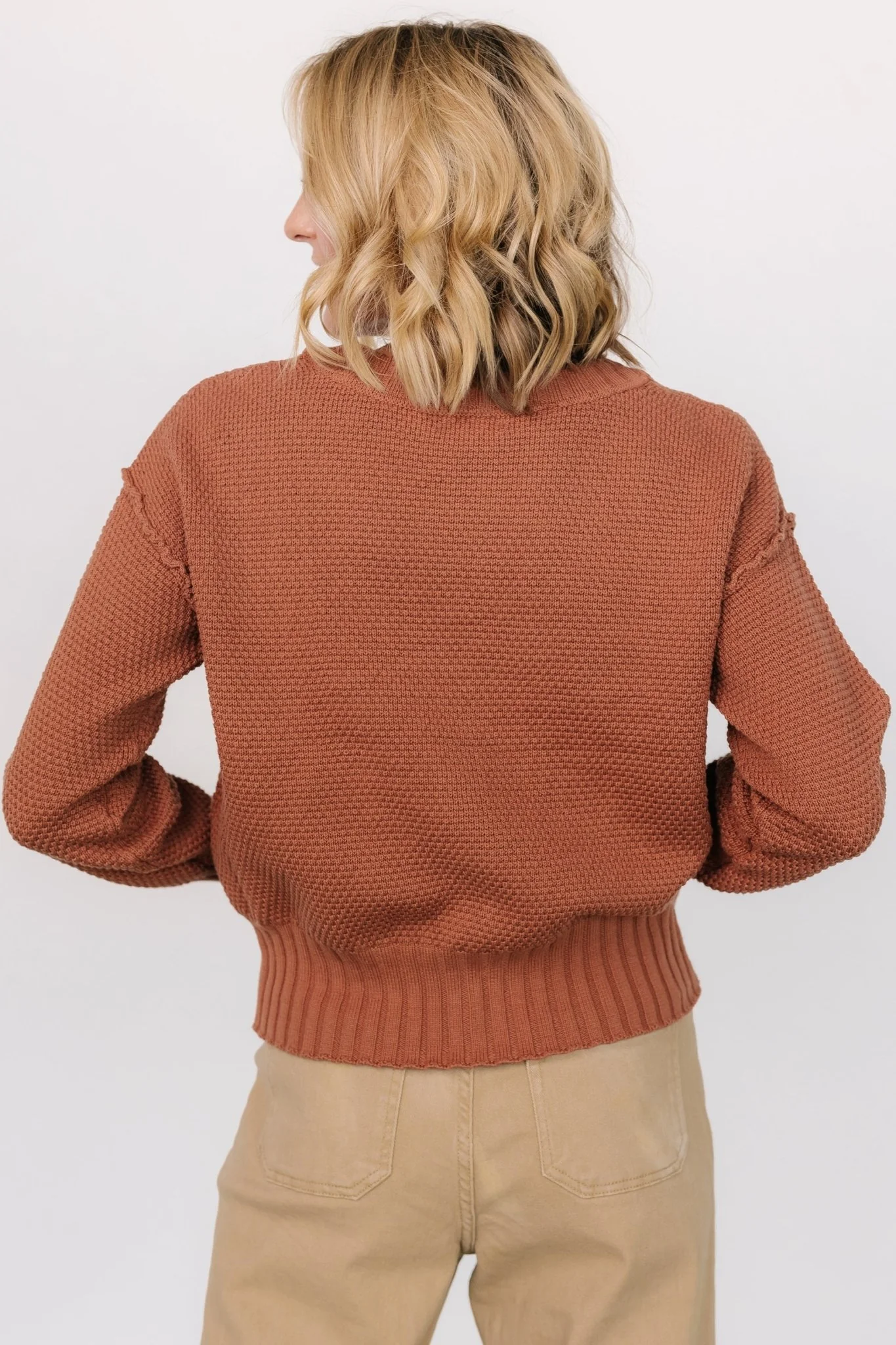 Milo Waffle Knit Cardigan | Copper