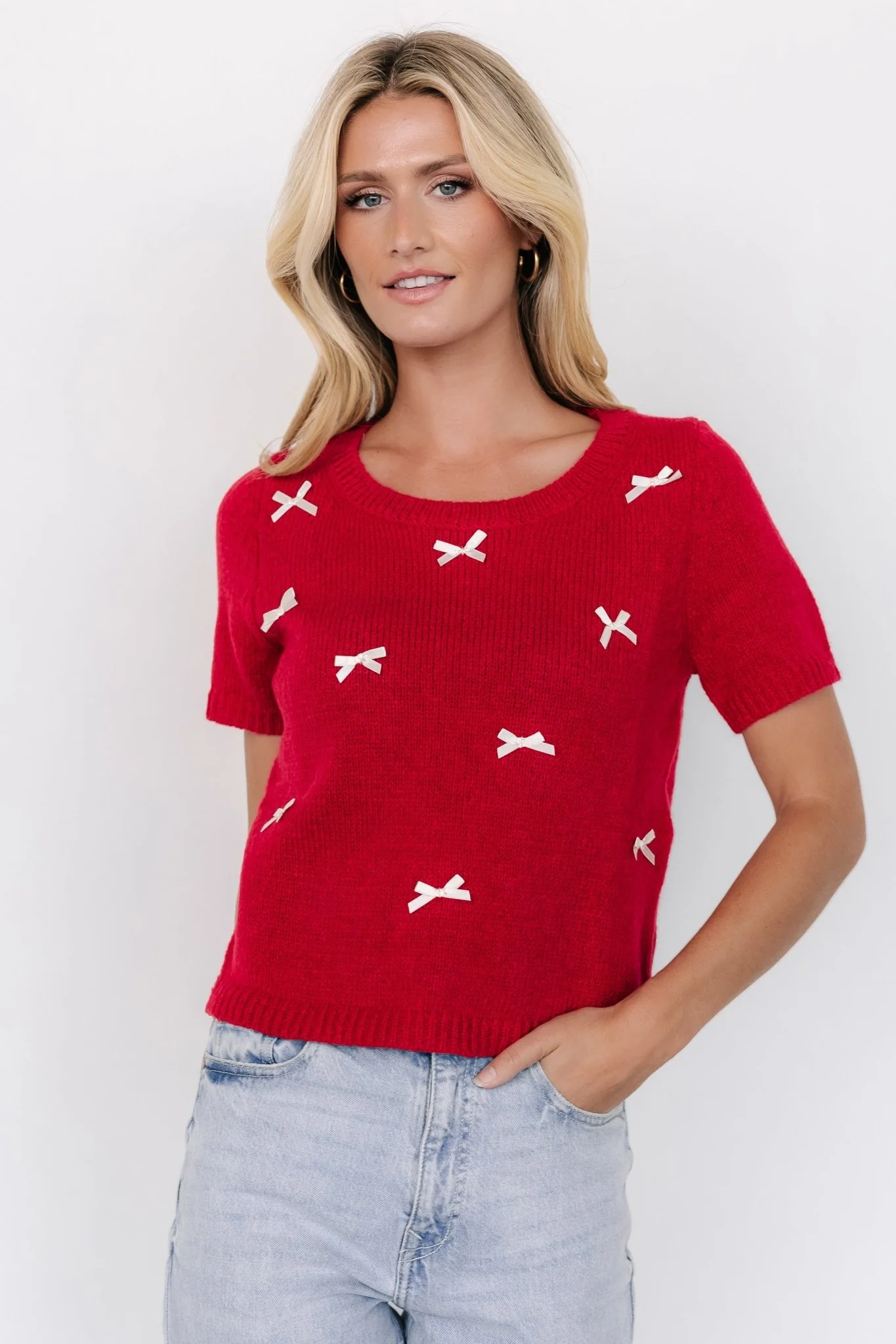 Chloe Bow Sweater | Red