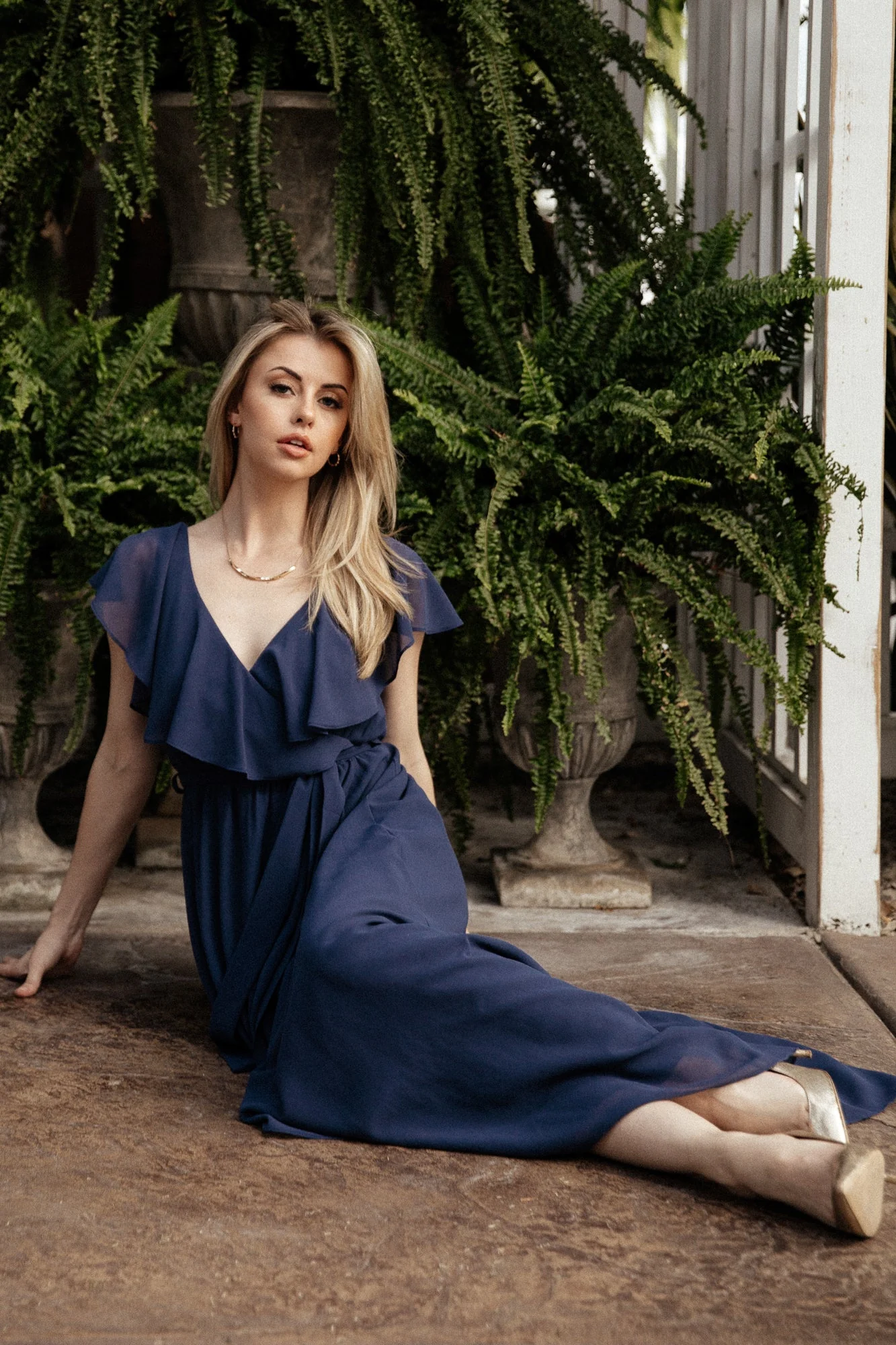 Katya Ruffle Maxi Dress | Navy