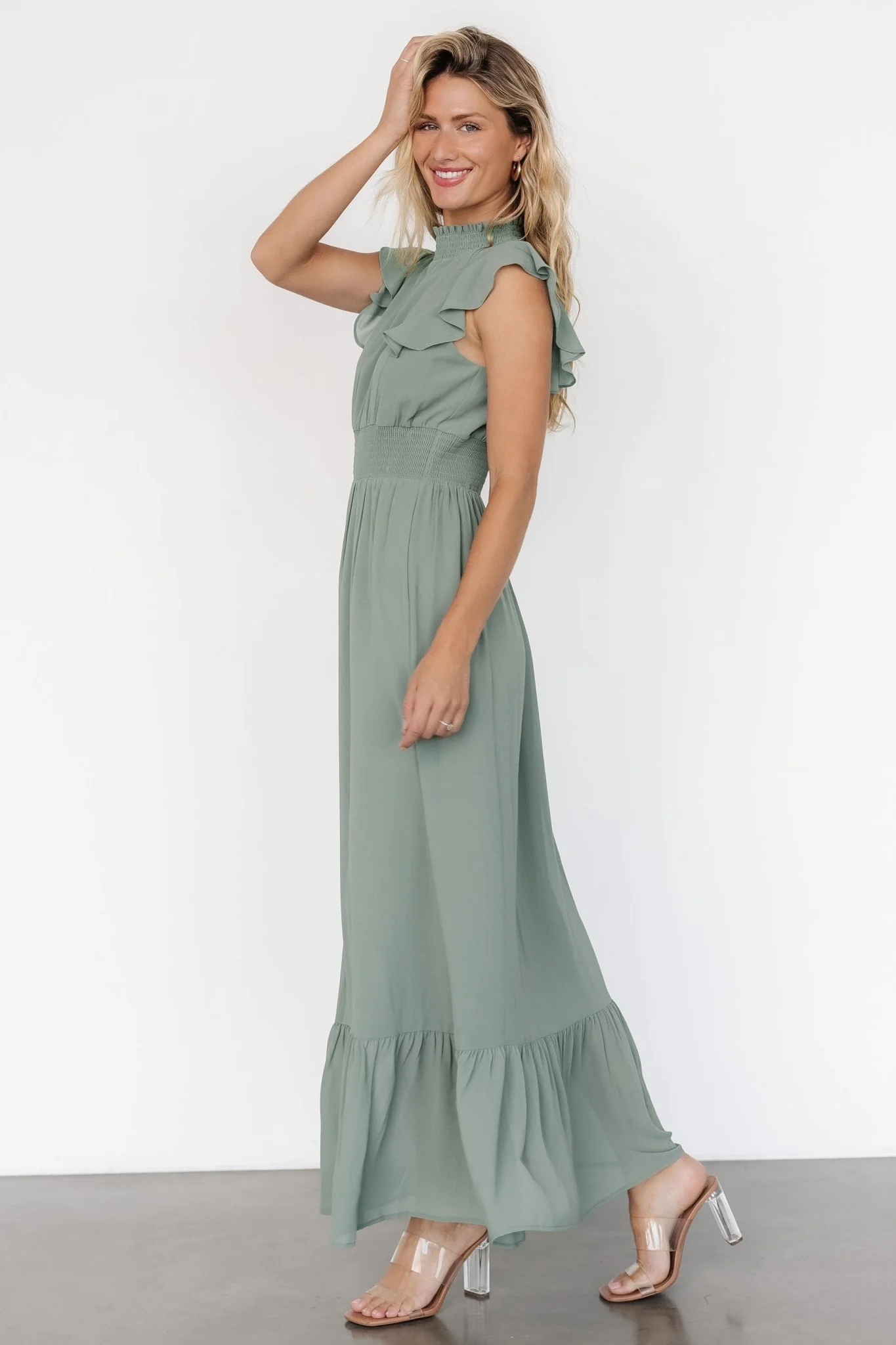 Kearny Ruffle Maxi Dress | Eucalyptus