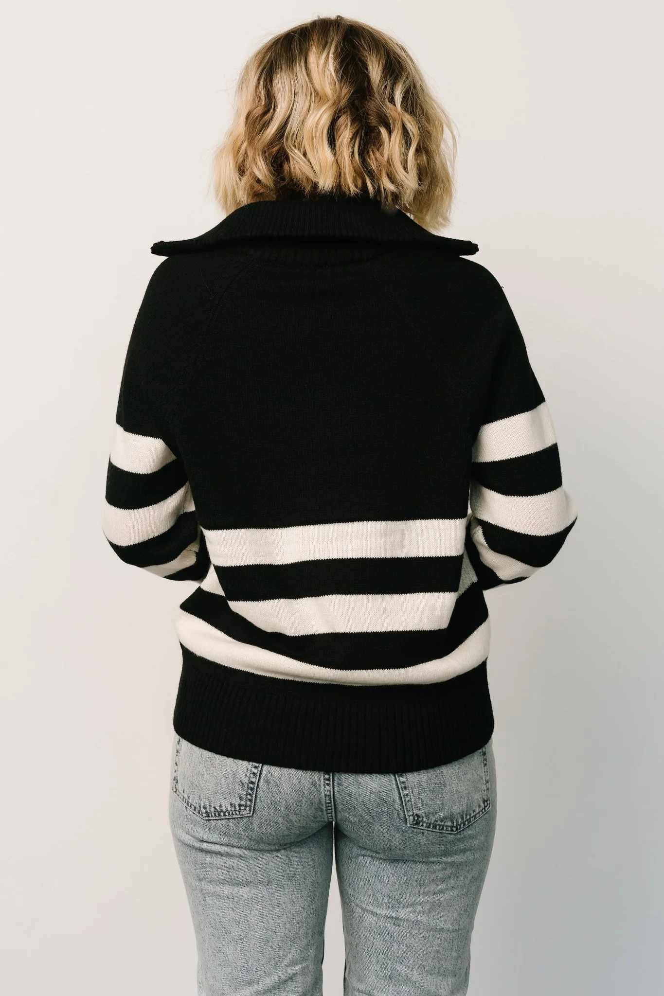 Trish Striped Sweater | Black + Off White