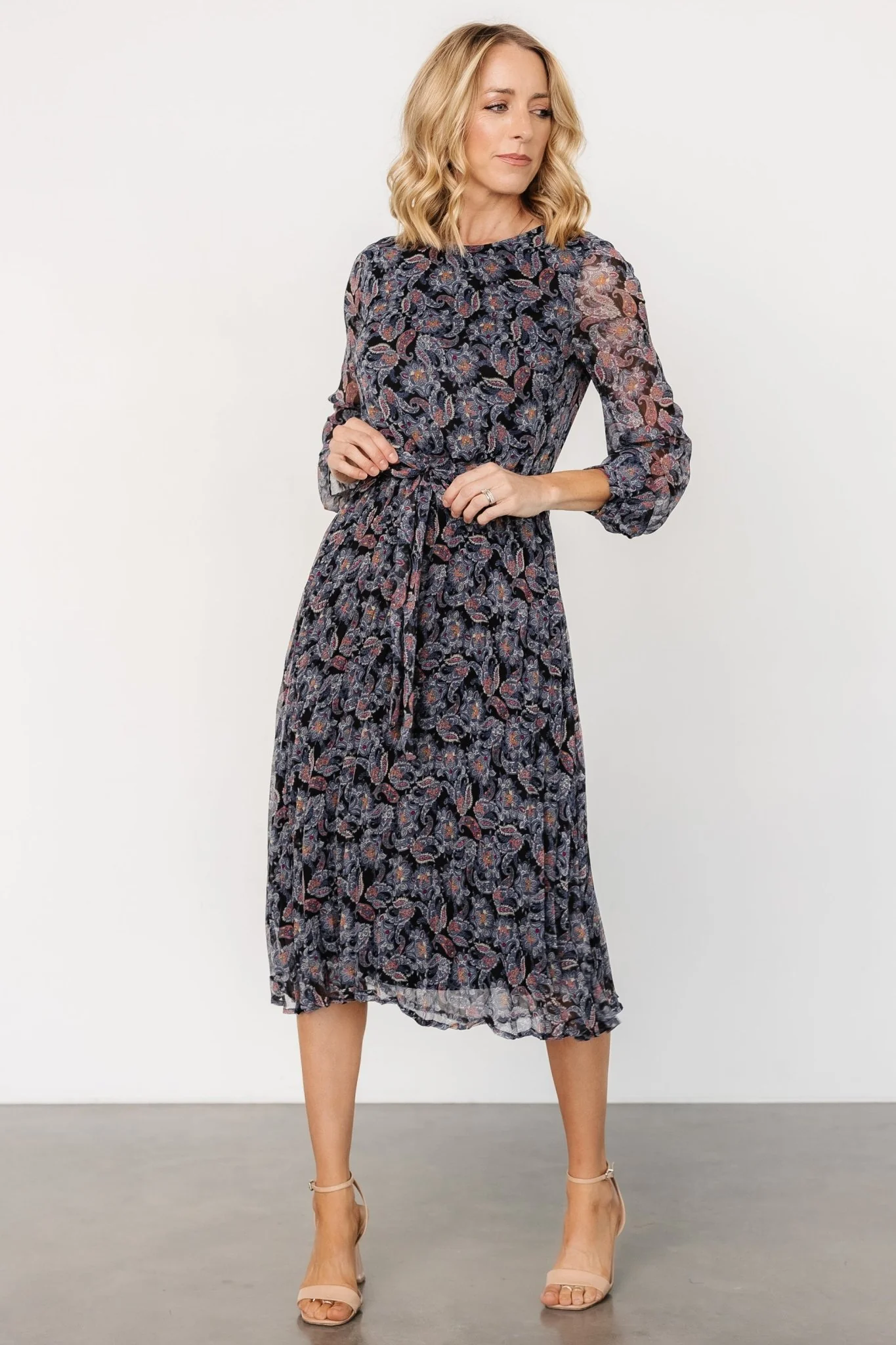 Laurie Midi Dress | Black Print