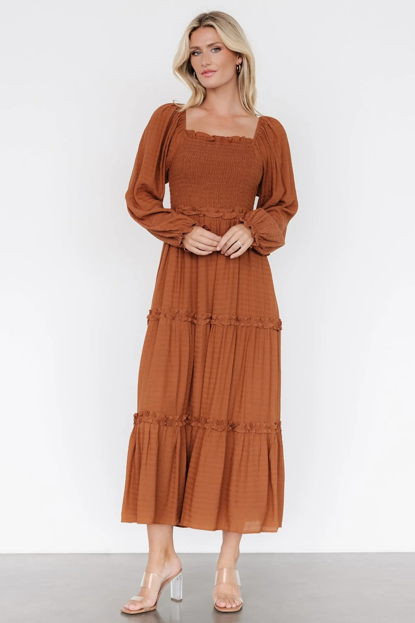 Rowan Tiered Dress | Warm Brown