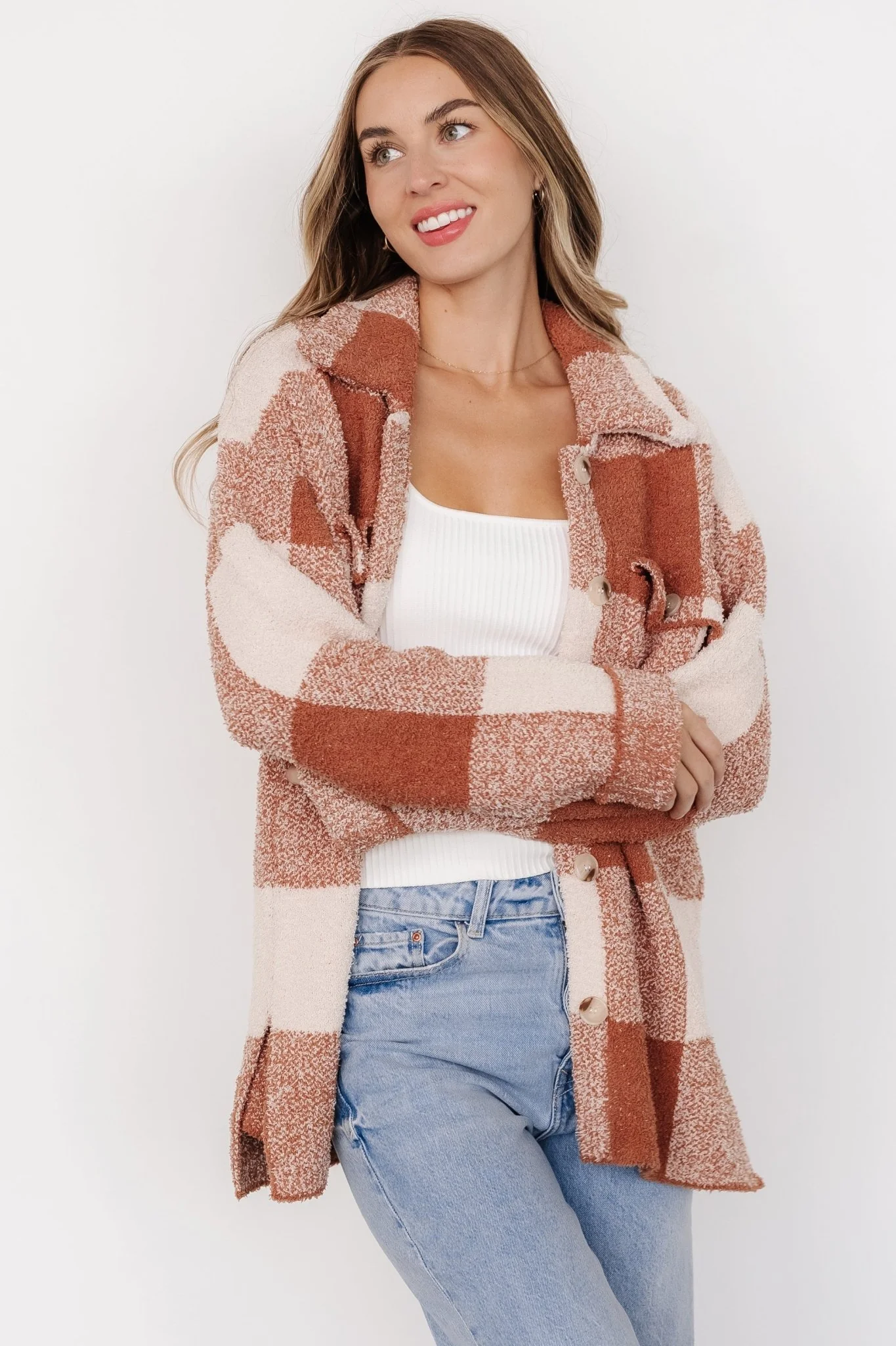 Crosby Knit Shacket | Copper + Ivory