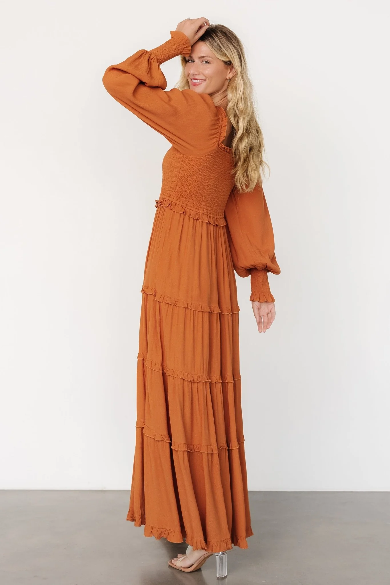 Lana Smocked Maxi Dress | Camel