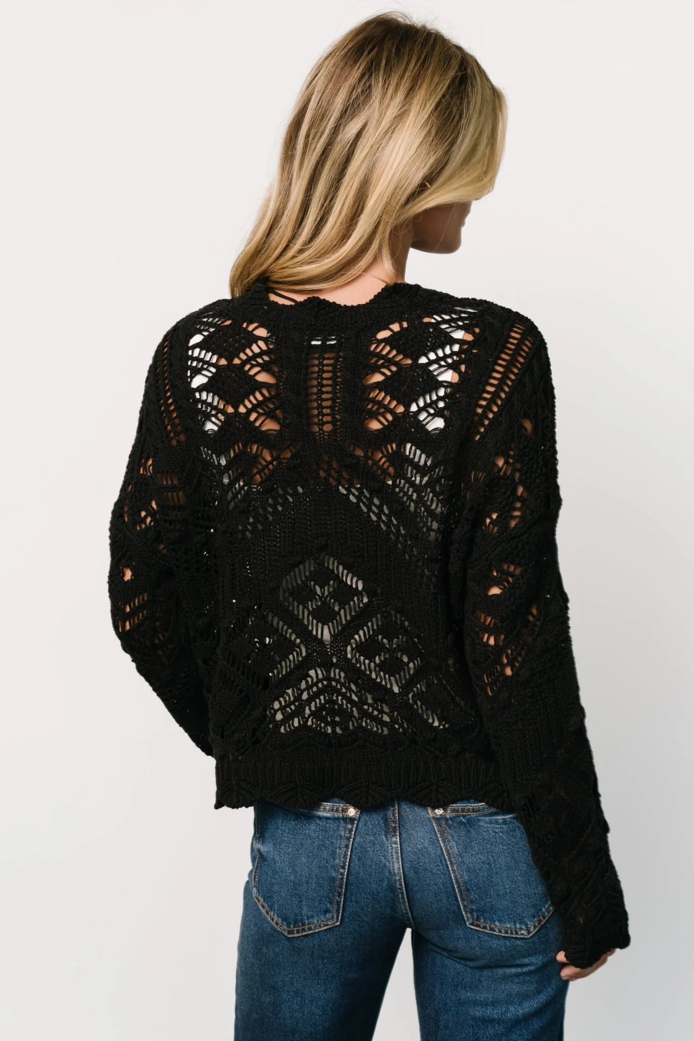 Roseburg Knit Sweater Top | Black