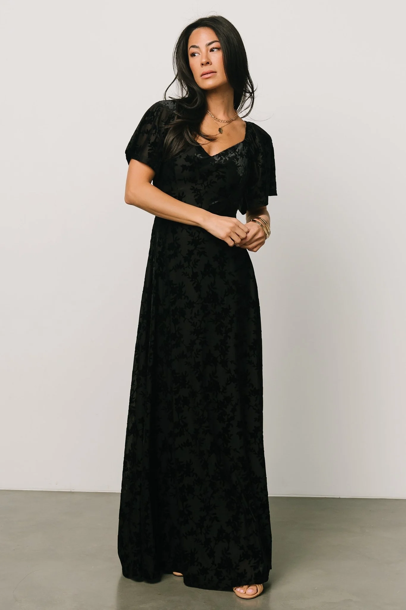 Everley Velvet Maxi Dress | Black