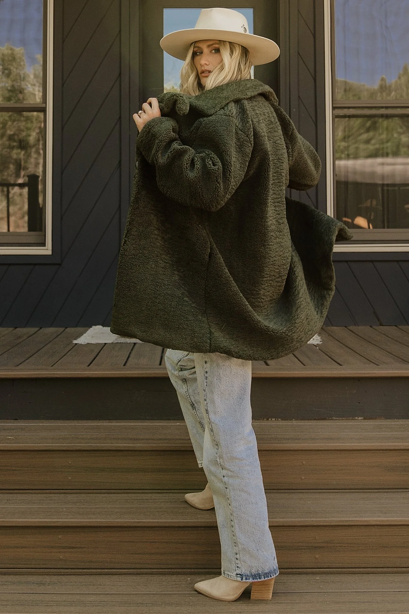 Damien Sherpa Coat | Dark Green