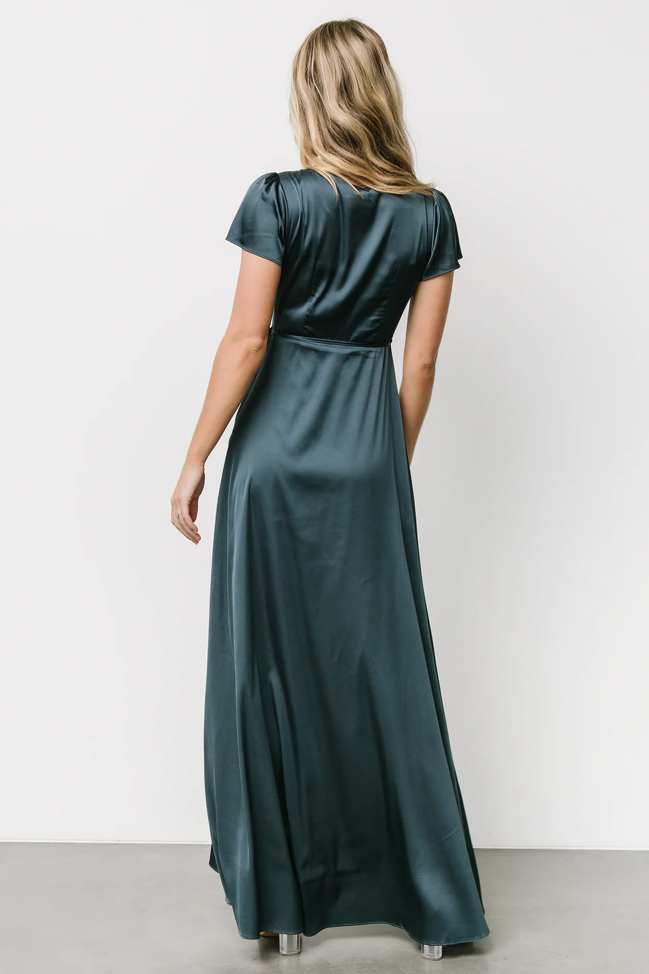 Krystal Satin Wrap Gown | Deep Blue