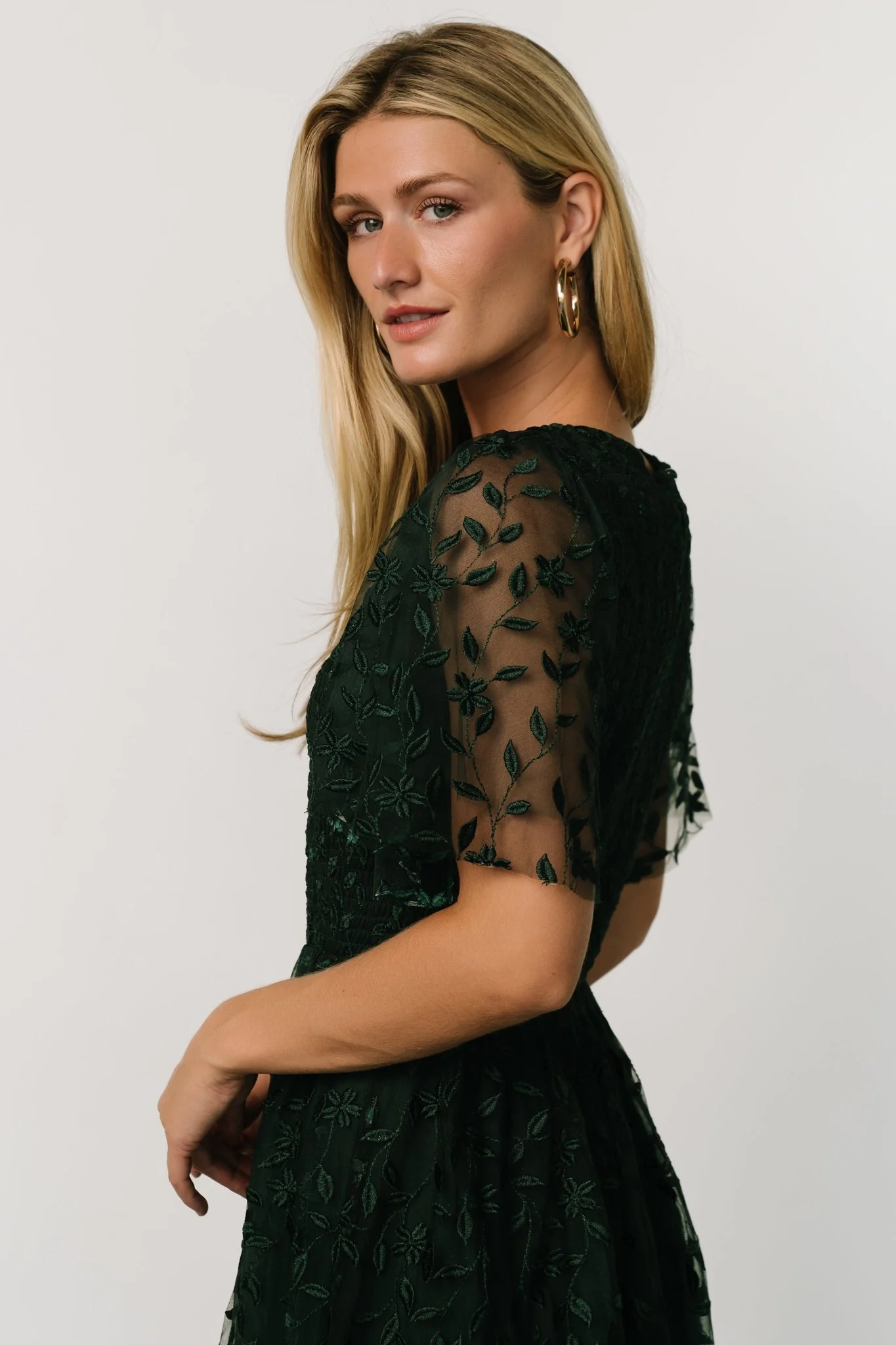 Kendra Embroidered Dress | Dark Green