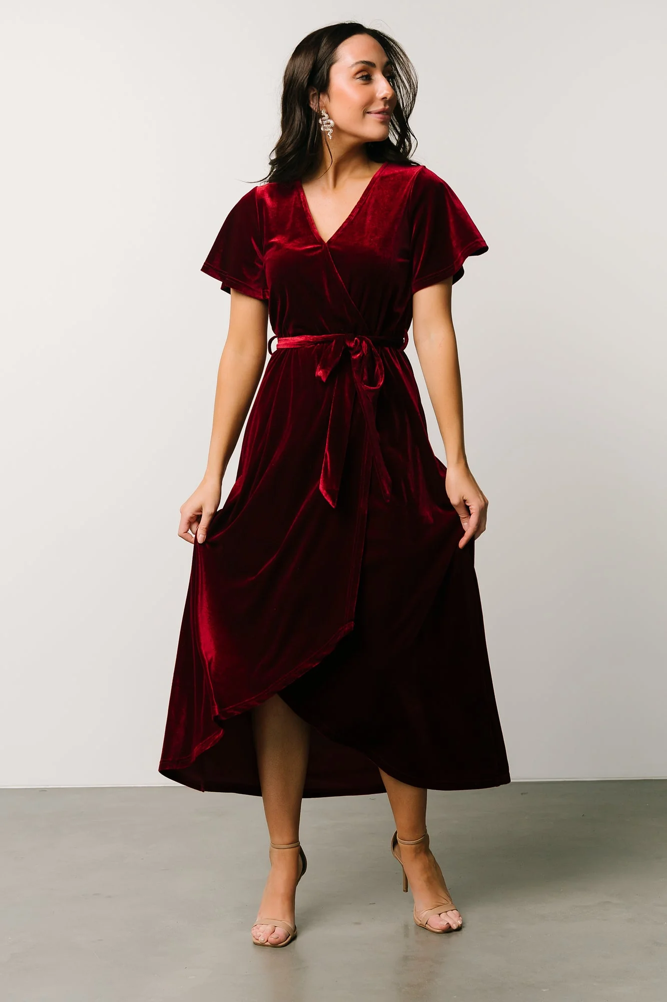 Nadine Velvet Midi Dress | Merlot