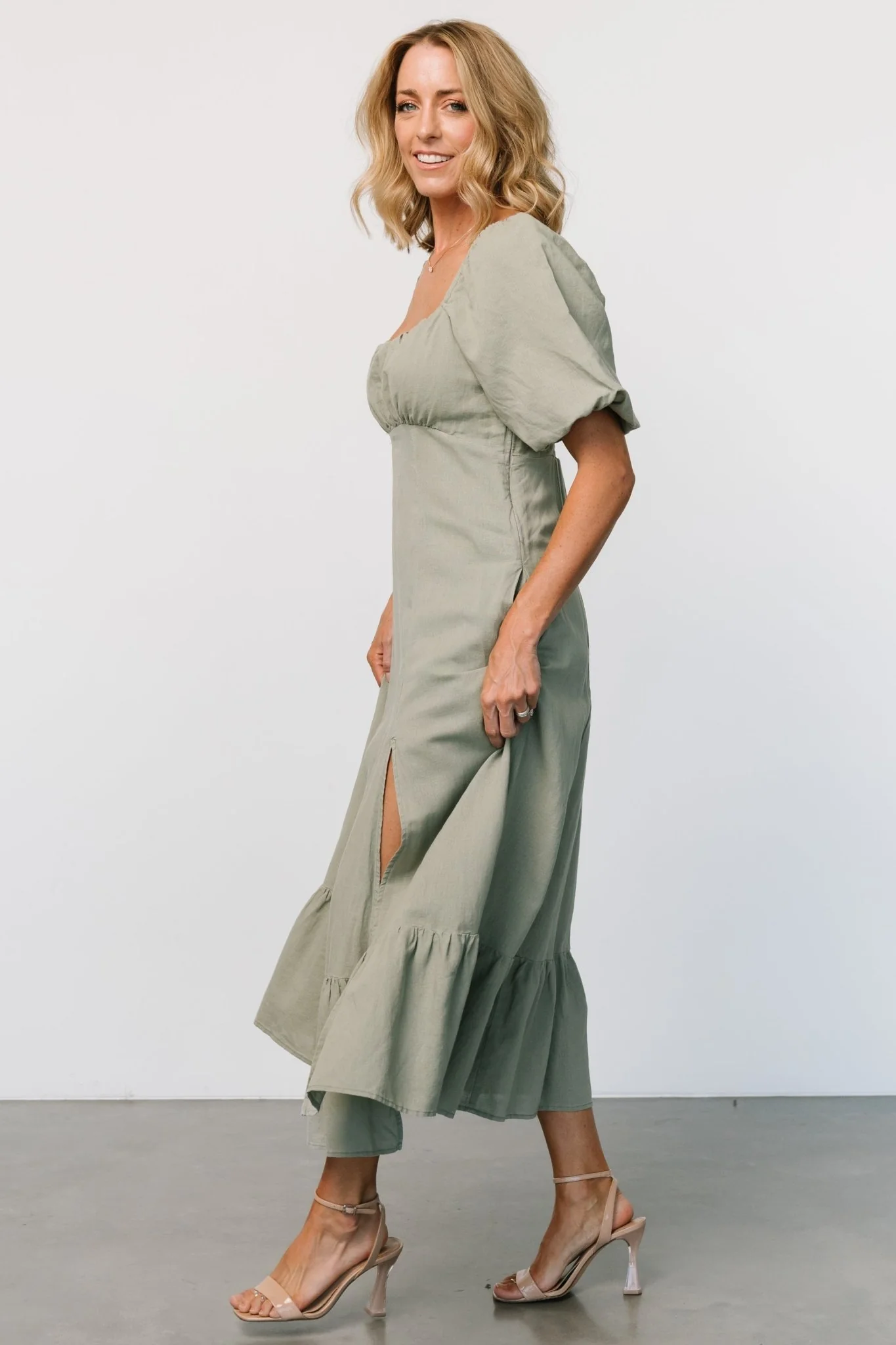 Millie Linen Dress | Light Olive