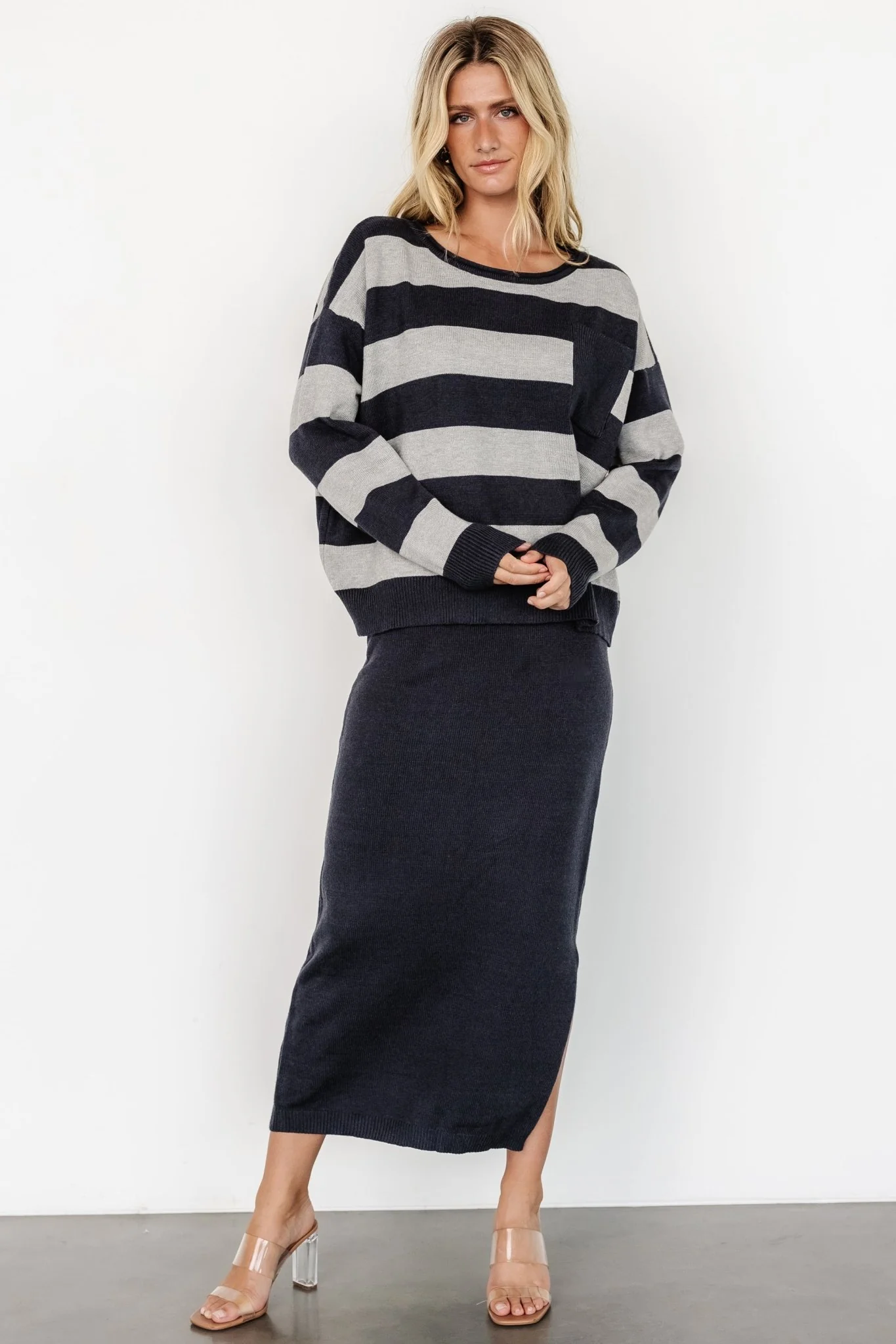 Carlotta Sweater + Skirt Set | Midnight + Gray
