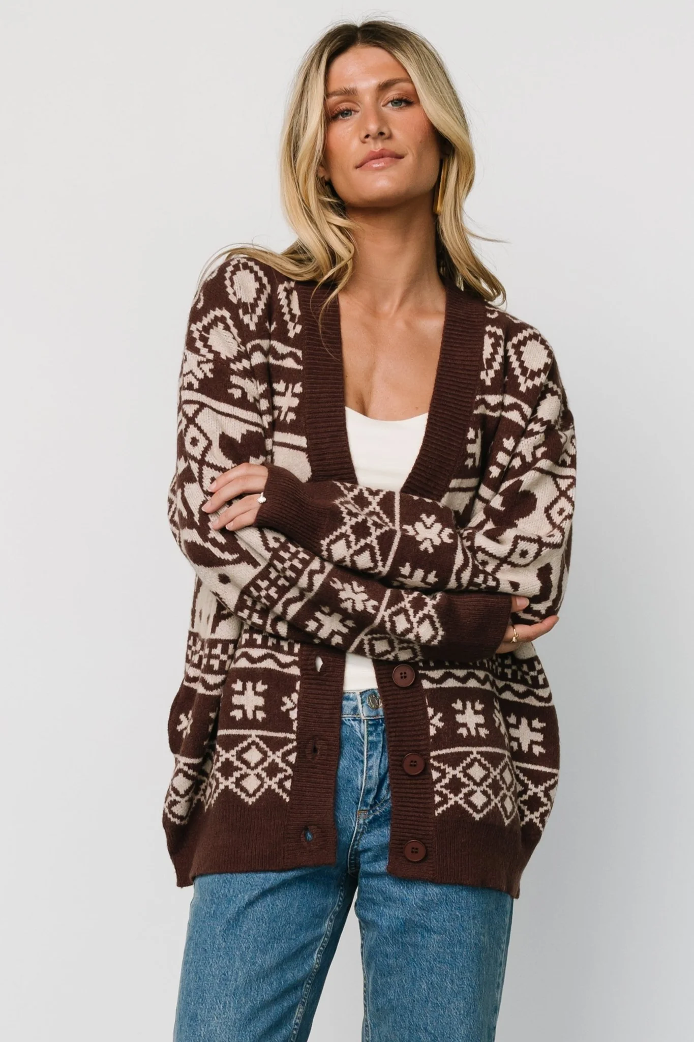 Jackson Oversized Cardigan | Dark Mocha Print
