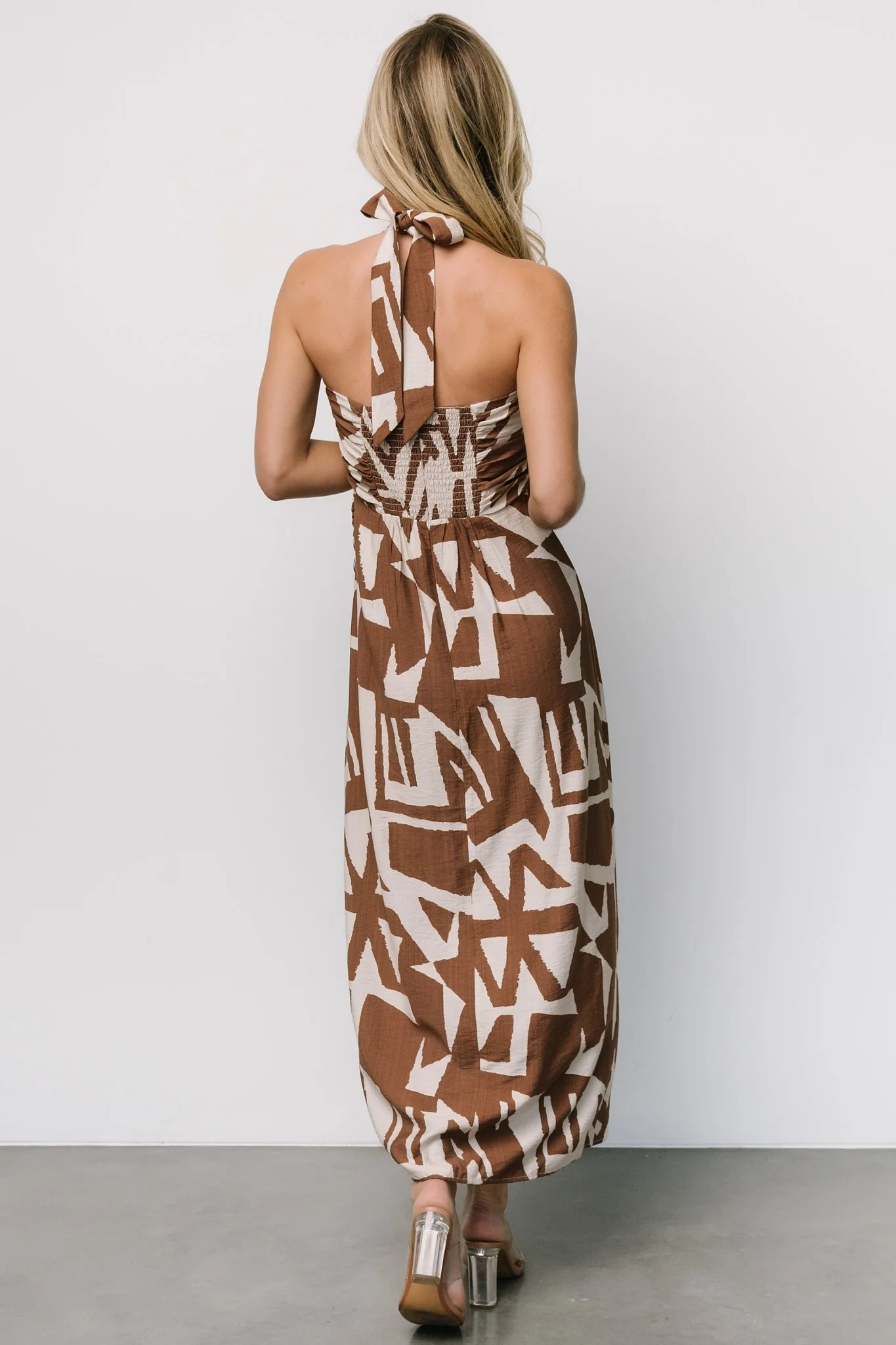 Halin Halter Dress | Brown + Natural Print