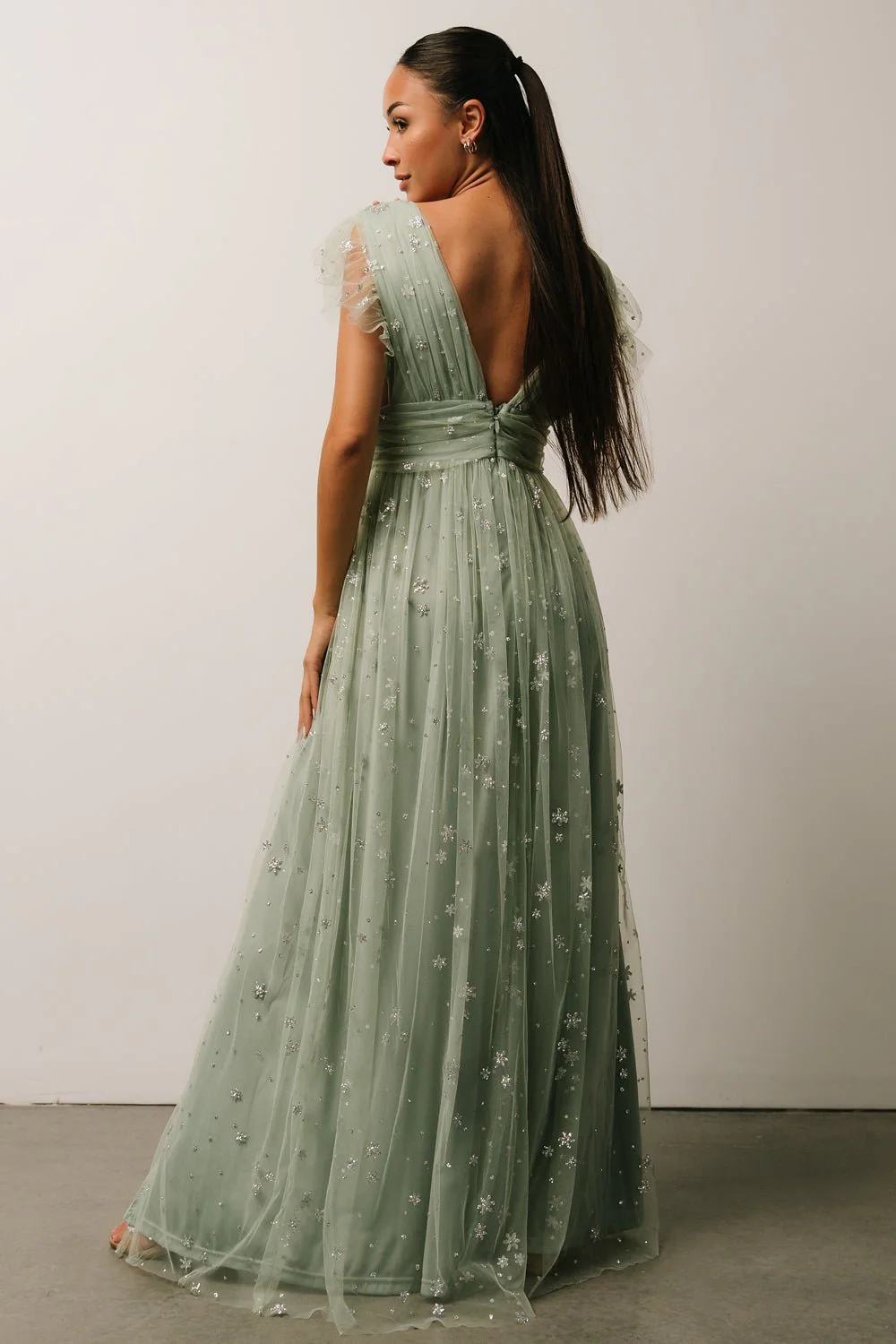 Nova Shimmer Maxi Dress | Sage + Silver