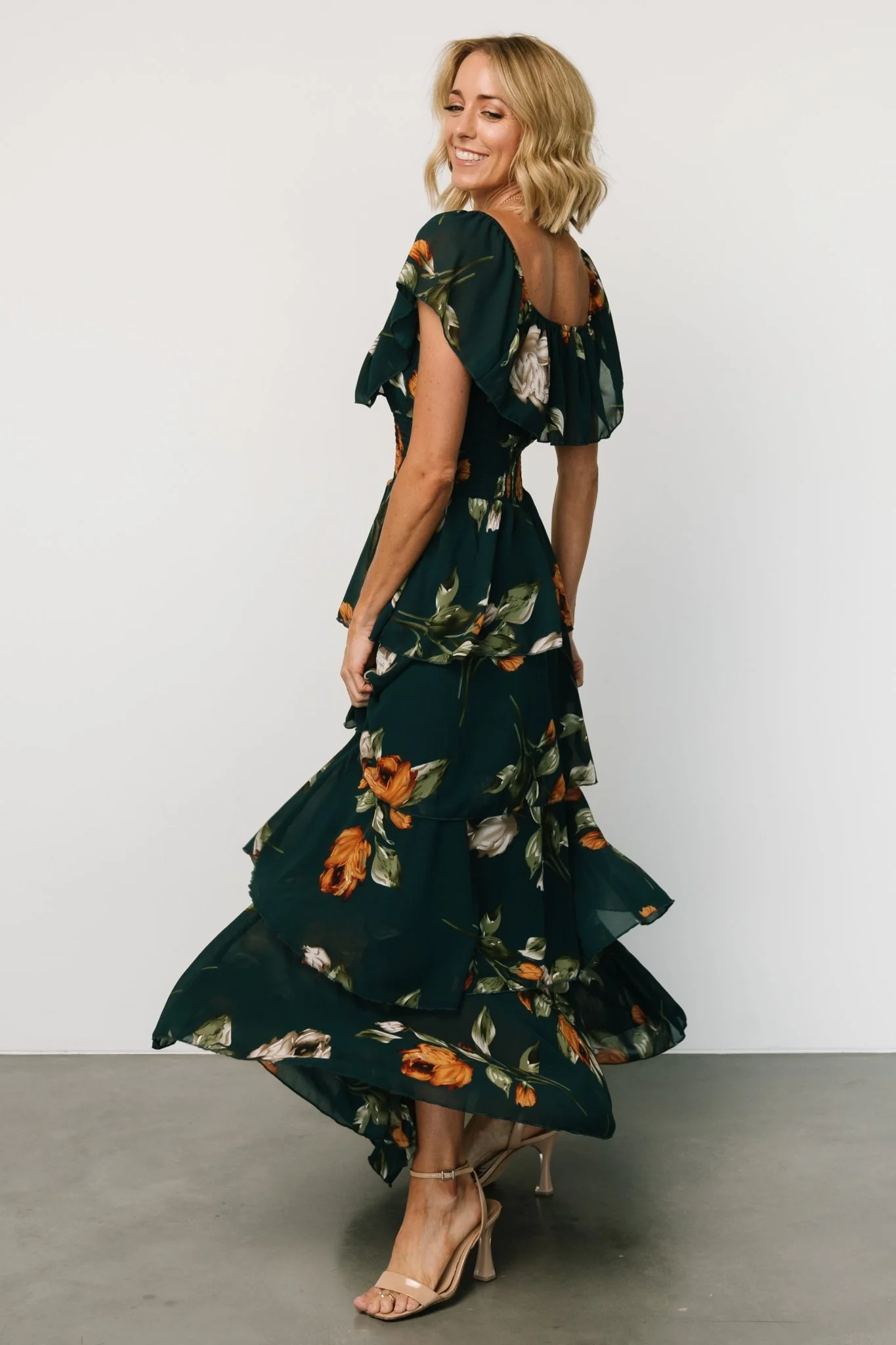 Carina Off Shoulder Maxi Dress | Deep Topaz Floral