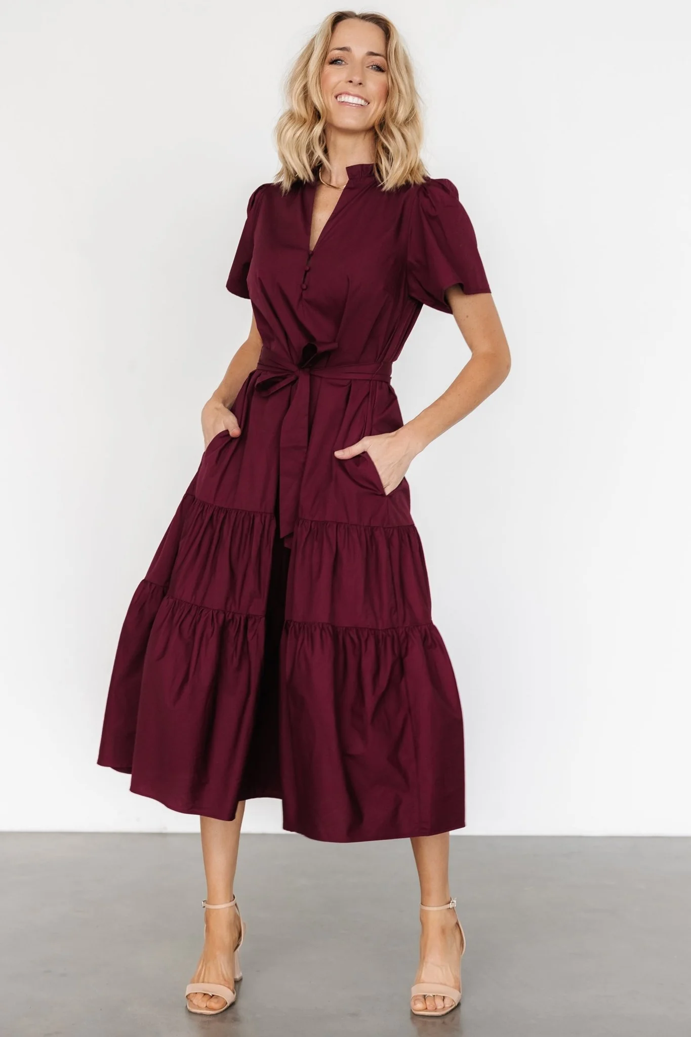 Providence Poplin Dress | Wine