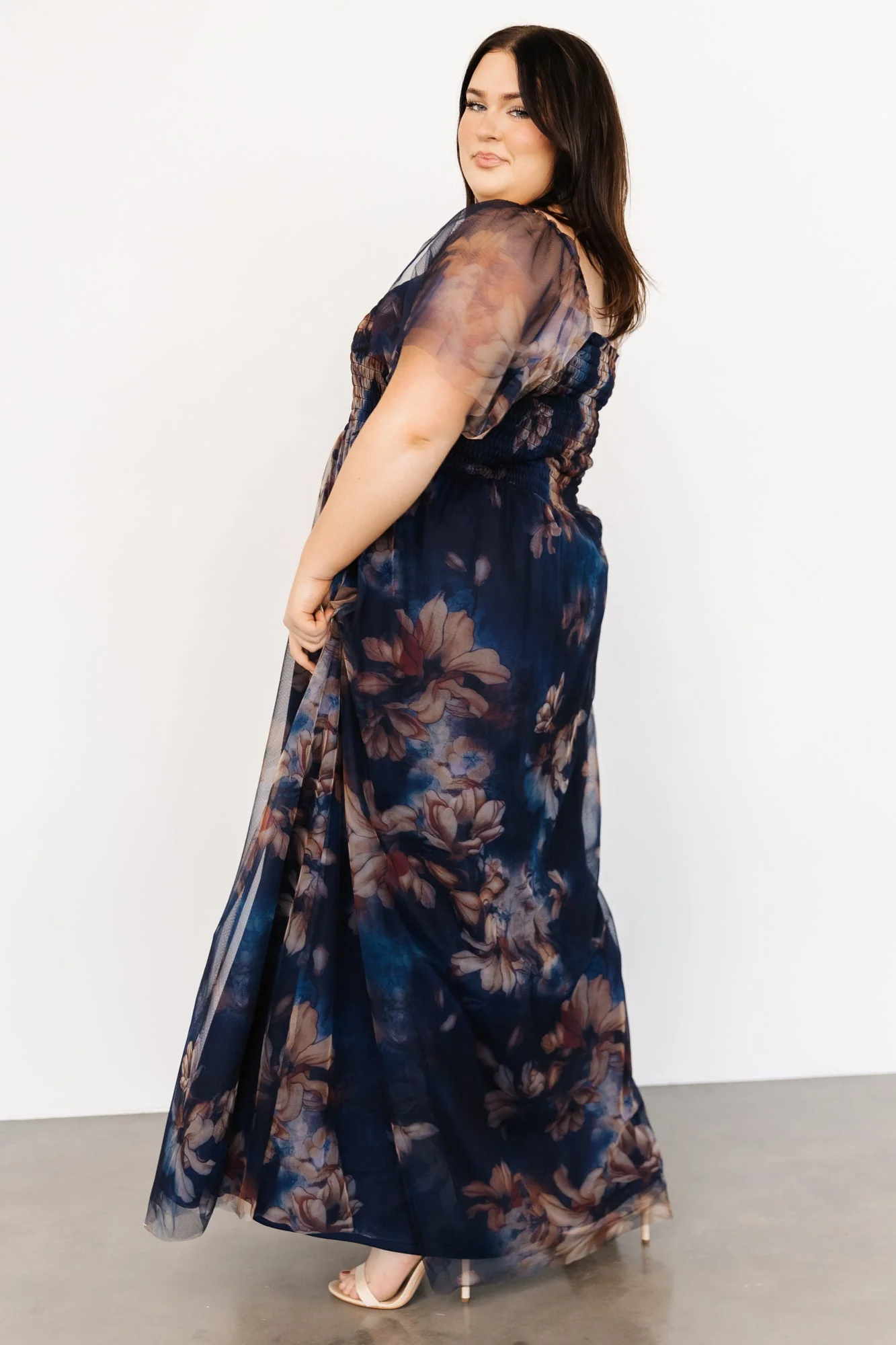 Cassandra Tulle Maxi Dress | Dark Blue Floral