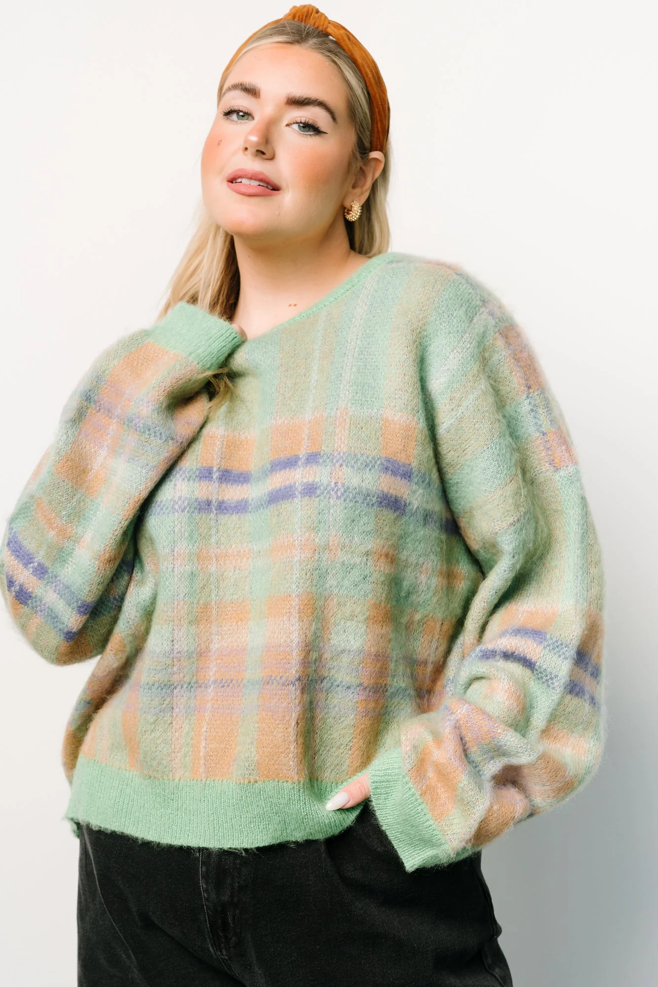 Brentridge Plaid Sweater | Green Multi