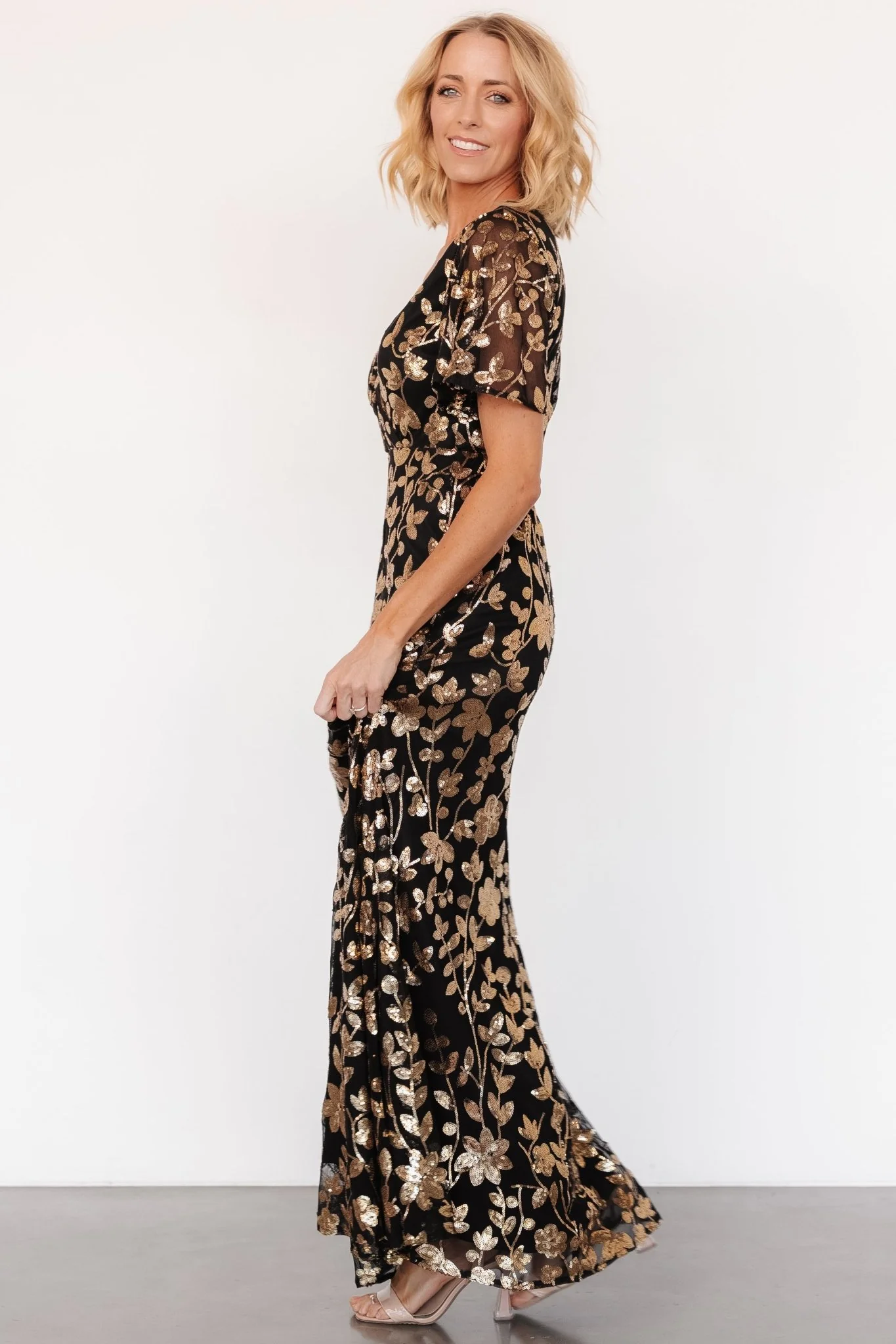 Esme Sequin Dress | Black + Gold