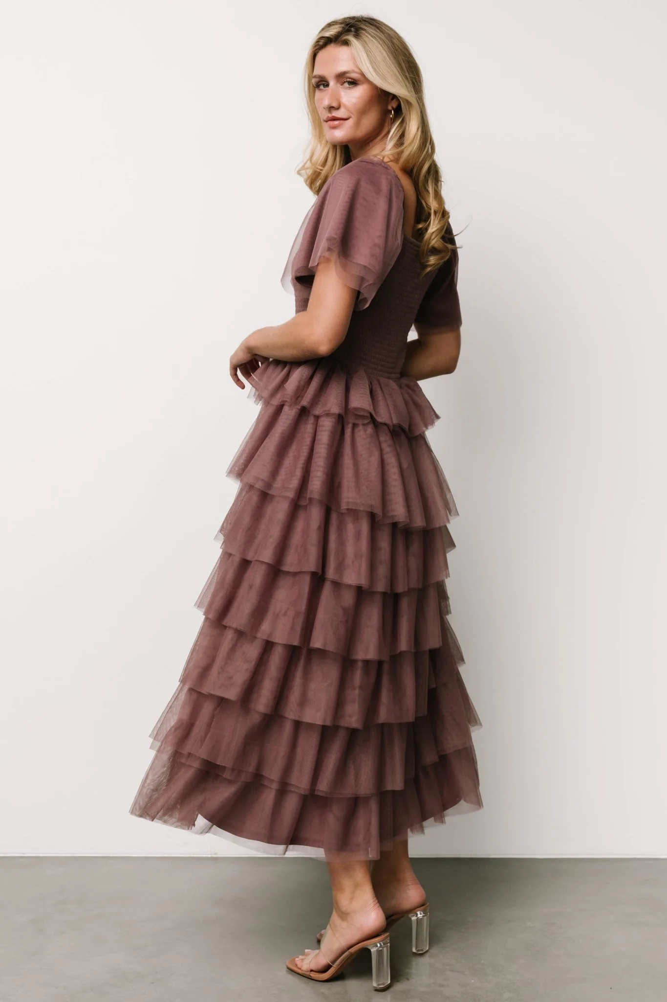 Cherise Tulle Tiered Dress | Dusty Lavender