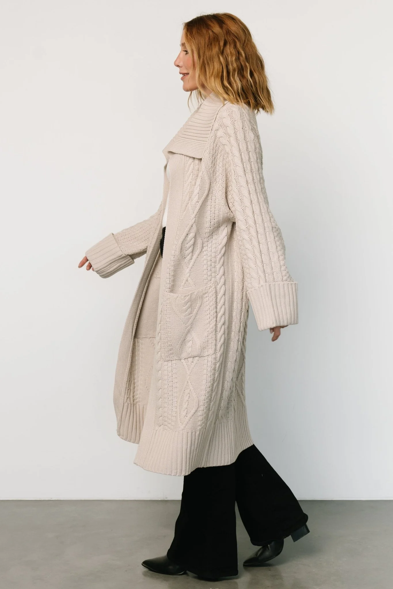 Devon Cable Knit Cardigan | Oatmeal