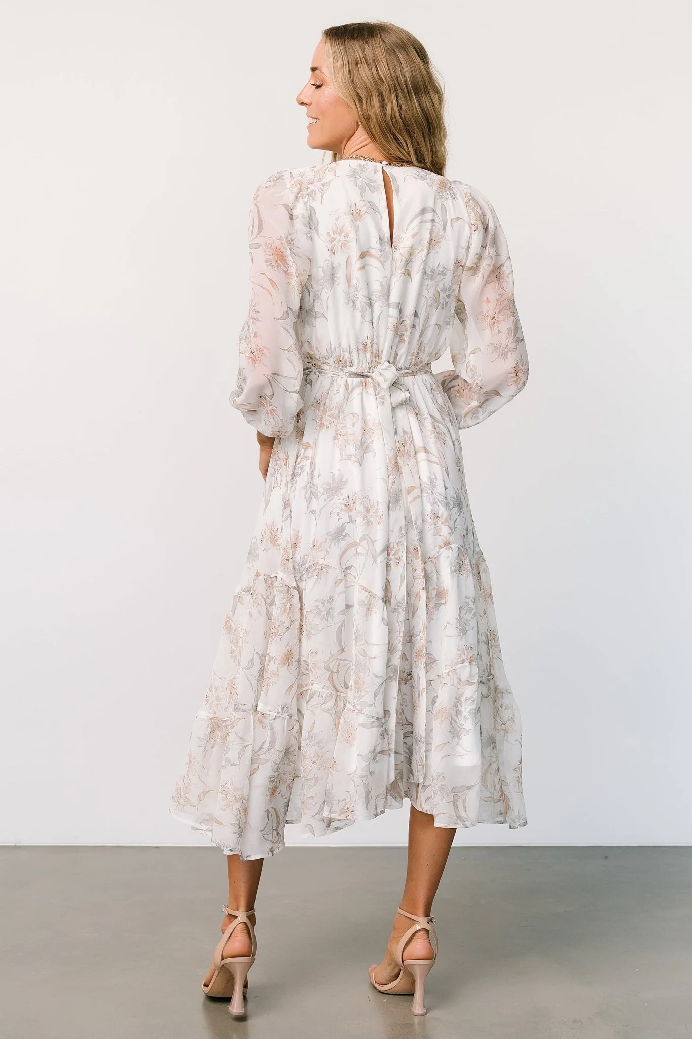 Raven Midi Dress | Off White Floral