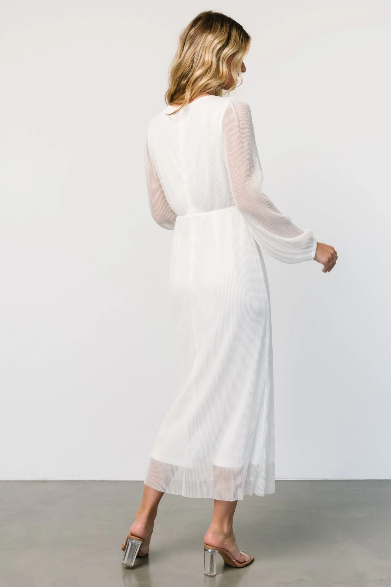 Devlyn Pleated Dress | White Shimmer