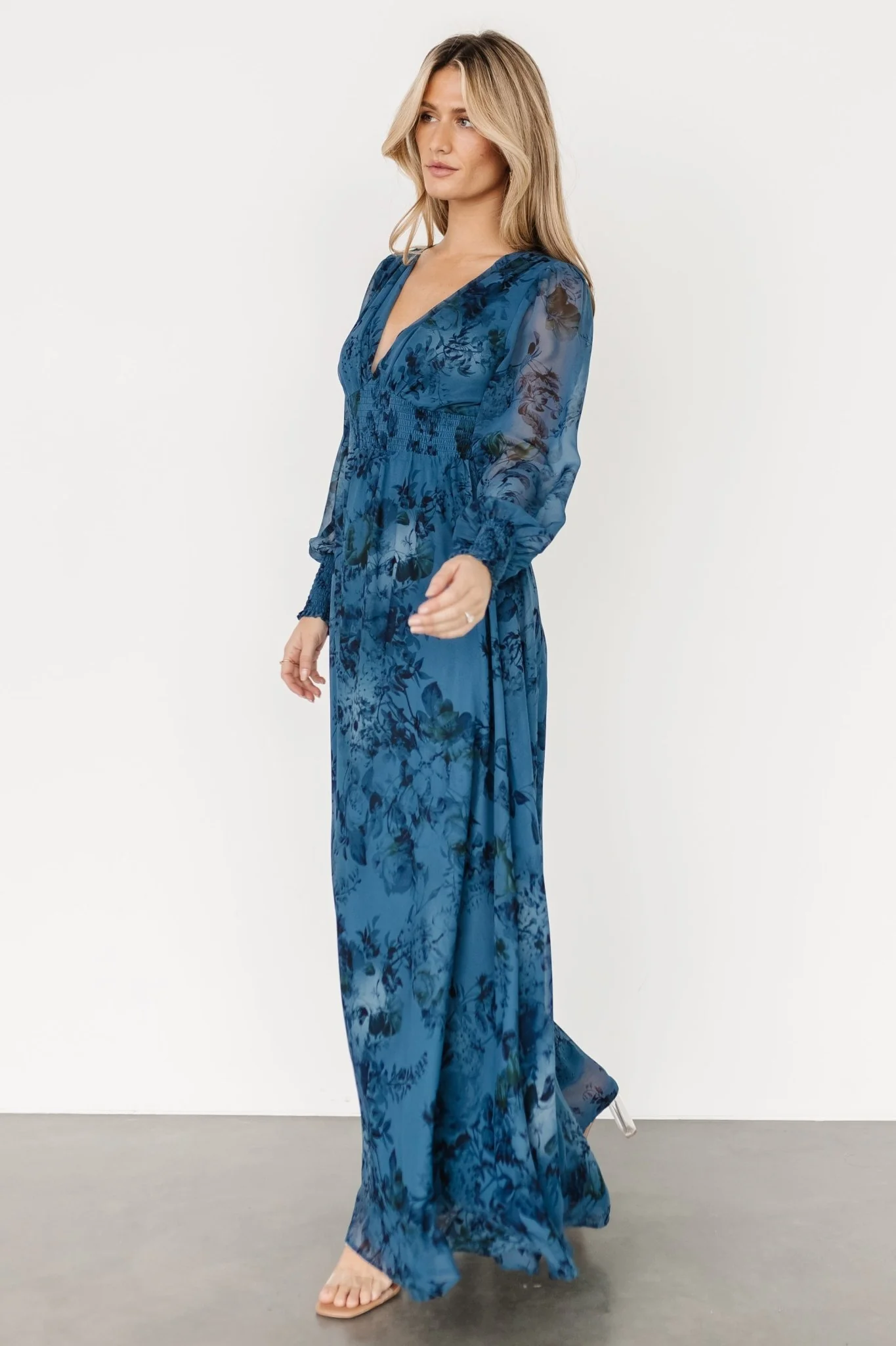 Olivia Maxi Dress | Deep Blue Floral