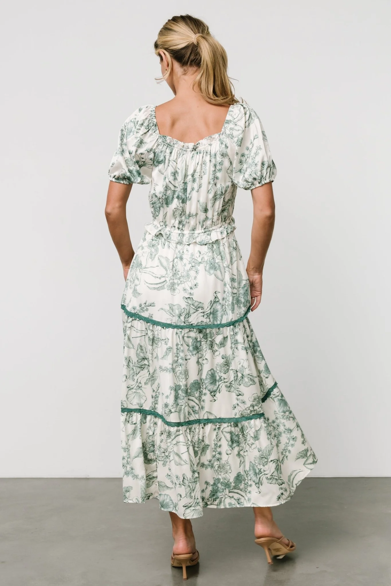 Ruthie Tiered Midi Dress | Green Print