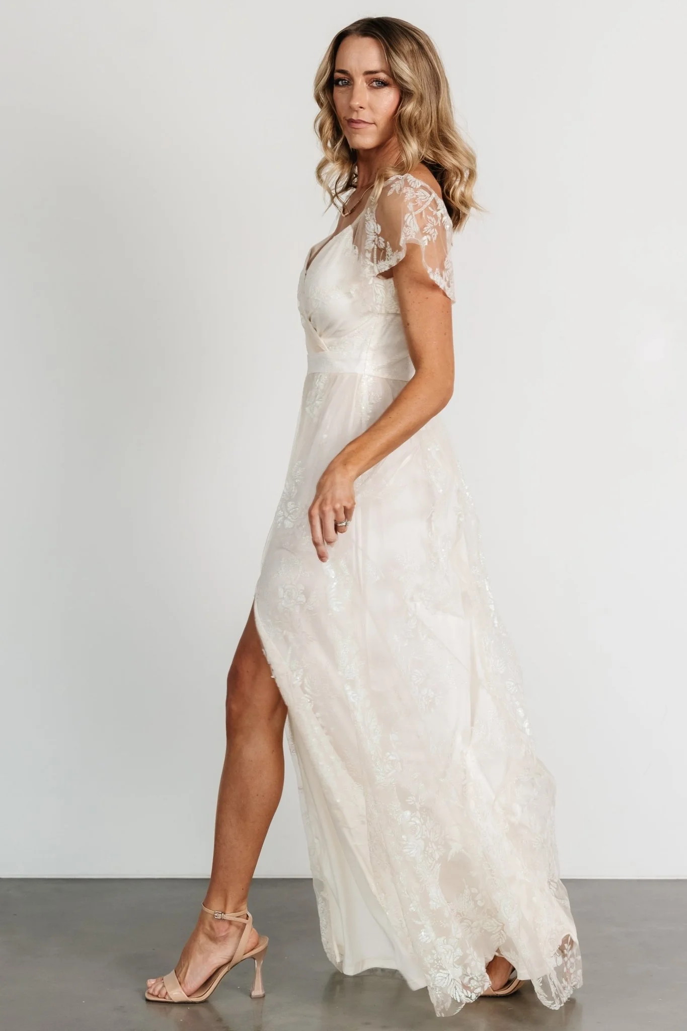 Corinne Shimmer Maxi Gown | Off White