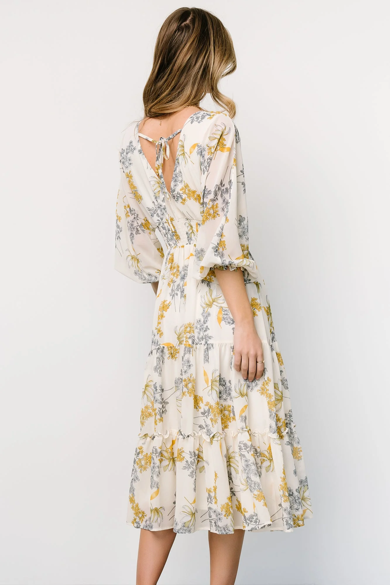 Coventry Tiered Midi Dress | Cream Floral