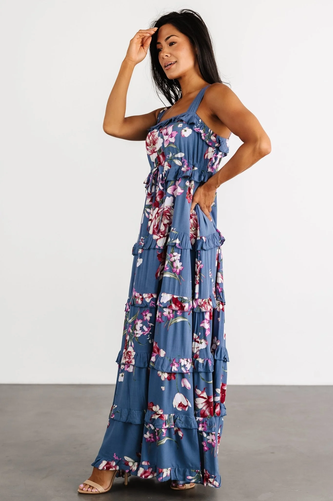 Raine Tank Maxi Dress | Blue Floral