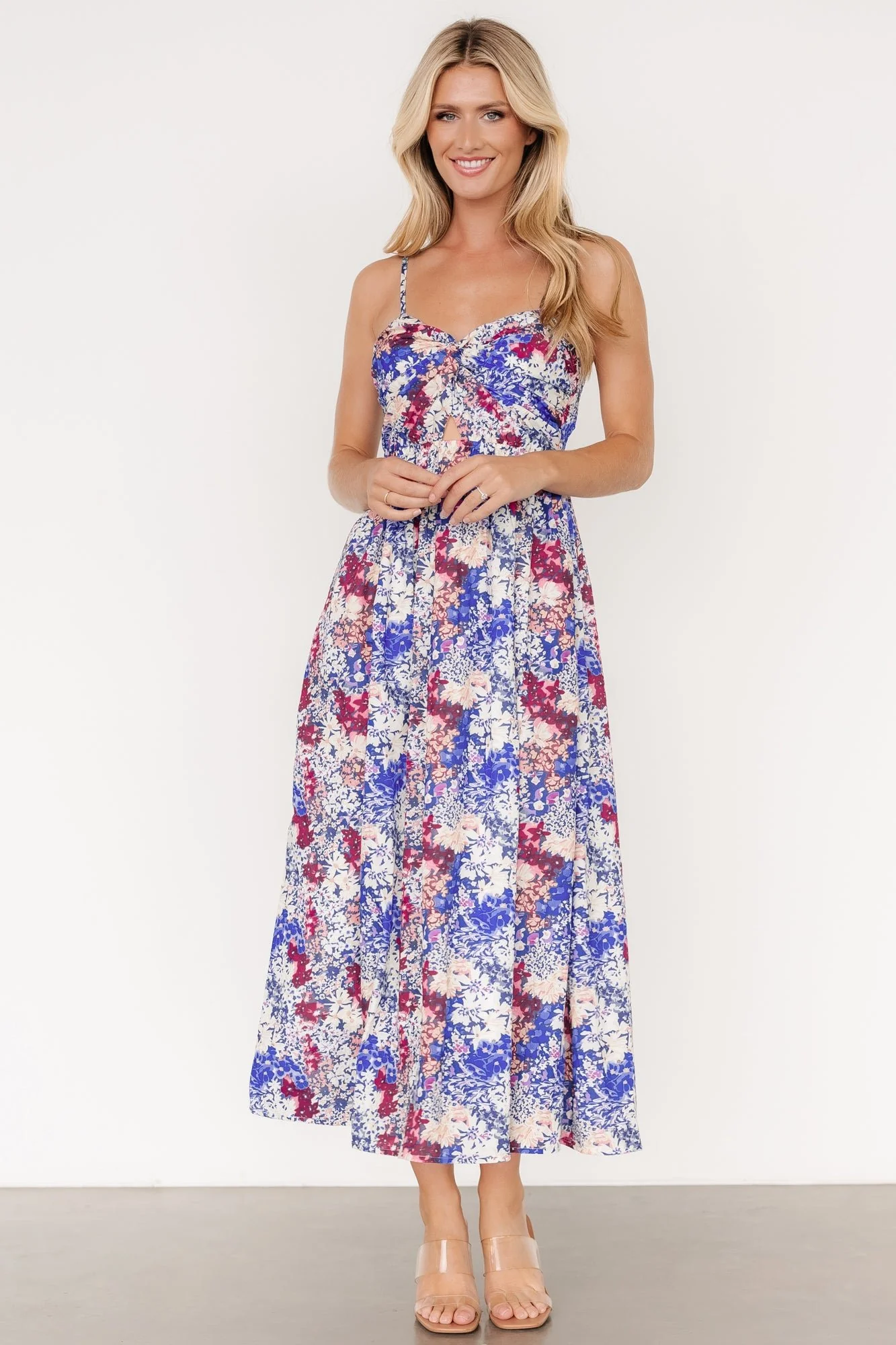 Evette Sweetheart Tank Dress | Blue Multi