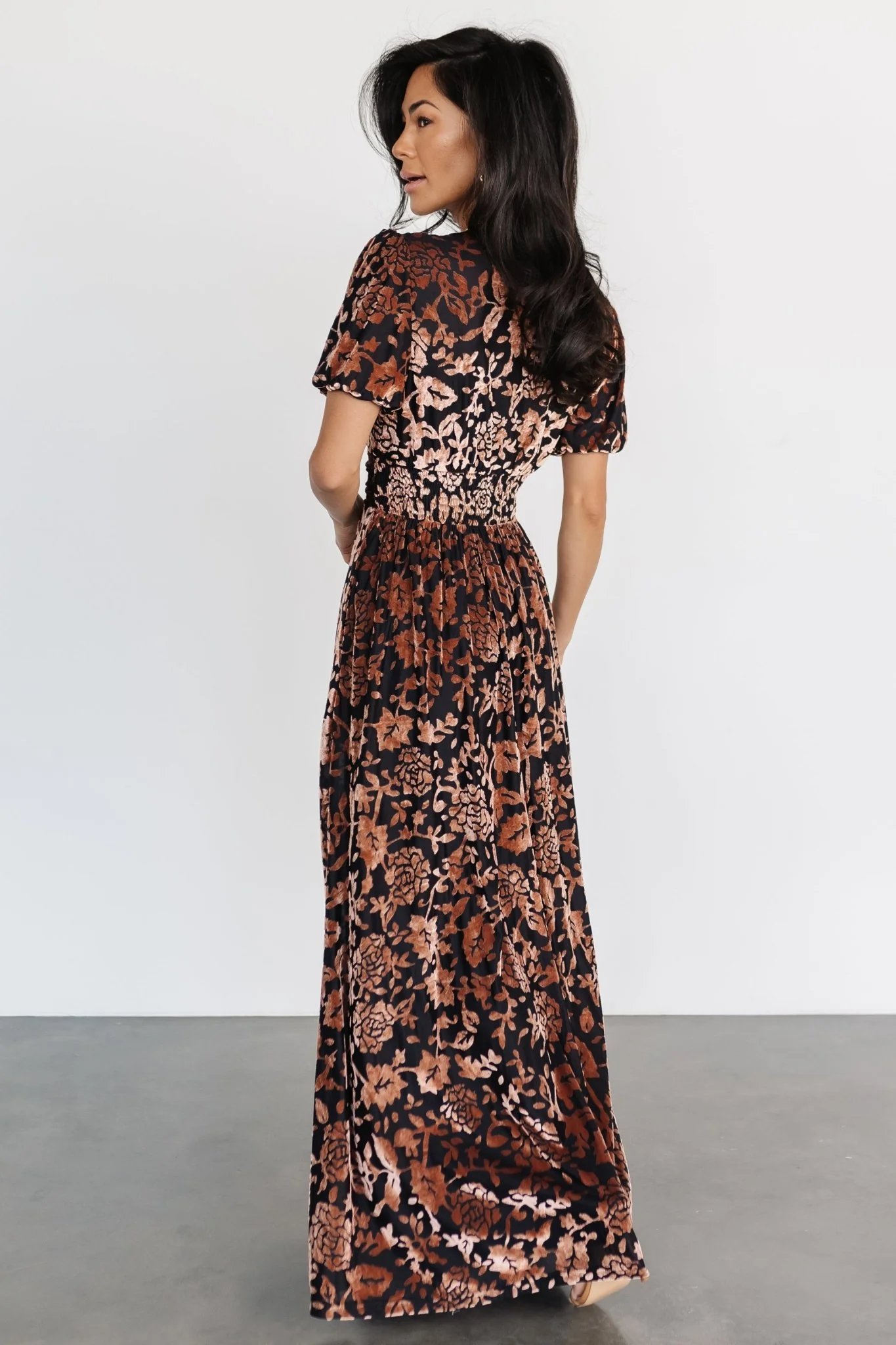 Leslie Velvet Maxi Dress | Black + Bronze