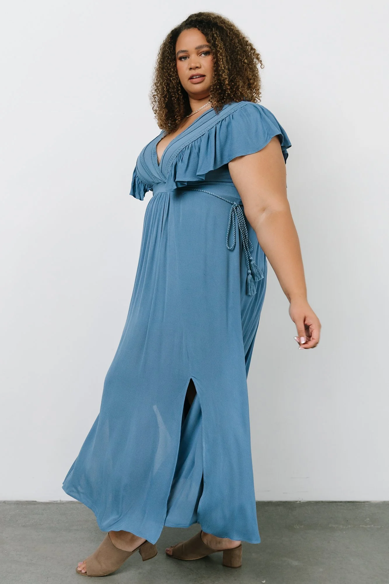 Jennifer Deep V Maxi Dress | Blue
